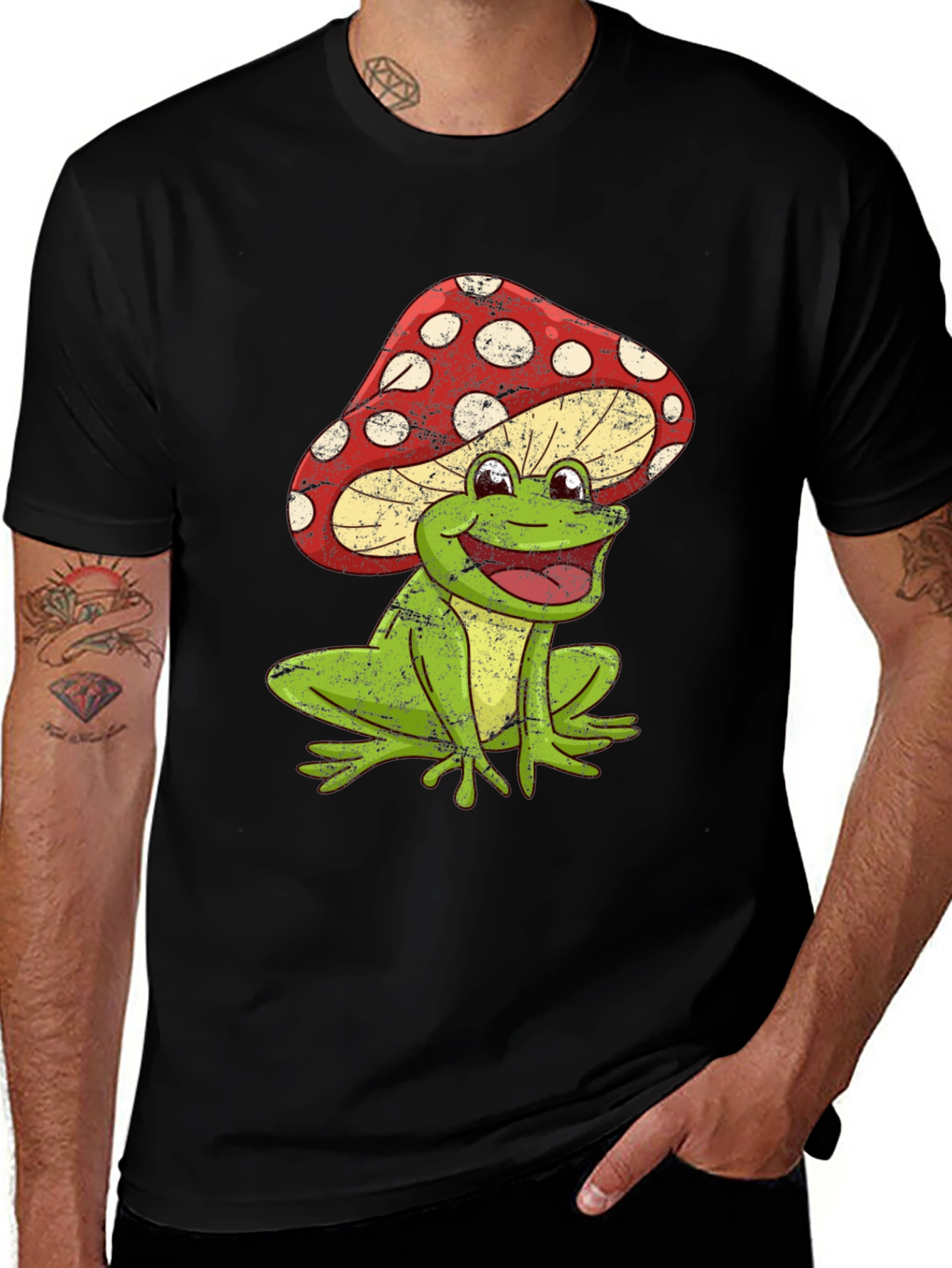 Variant 22 of Frog Mushroom Black T-Shirt