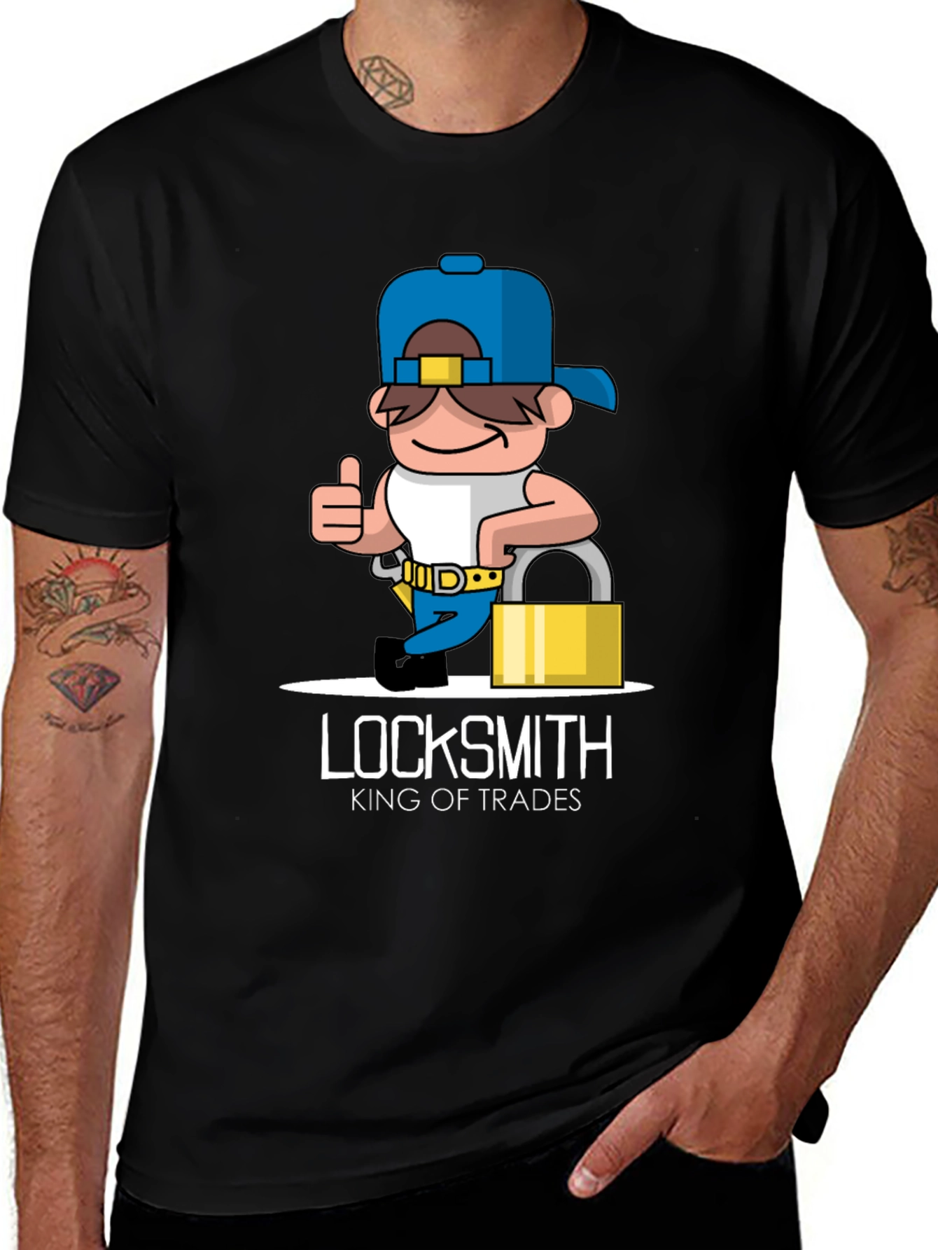 Locksmith King of Trades T-Shirt - Cartoon Graphic Tee
