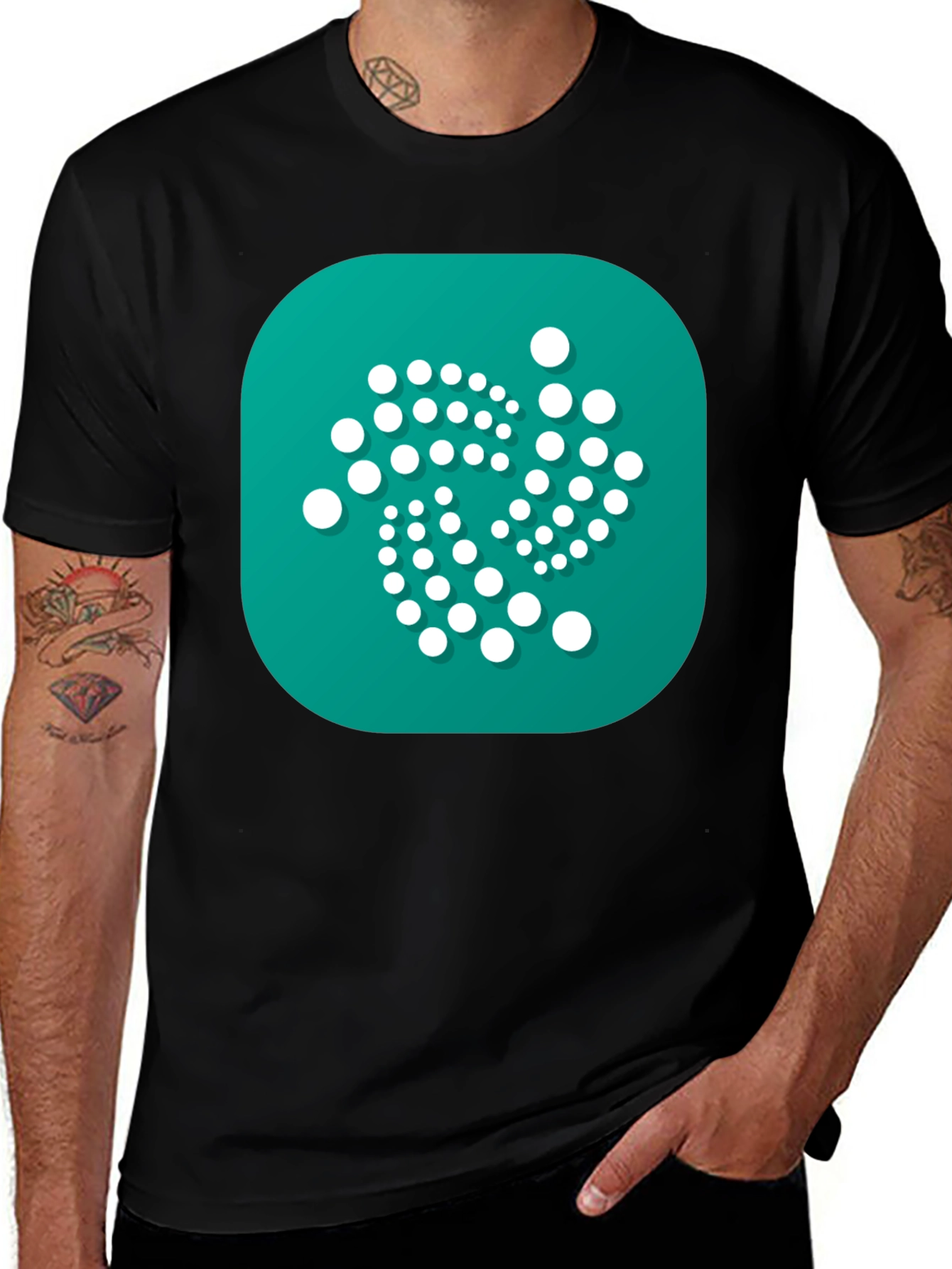 Variant 19 of IOTA Crypto Black T-Shirt - Modern Digital Currency Design