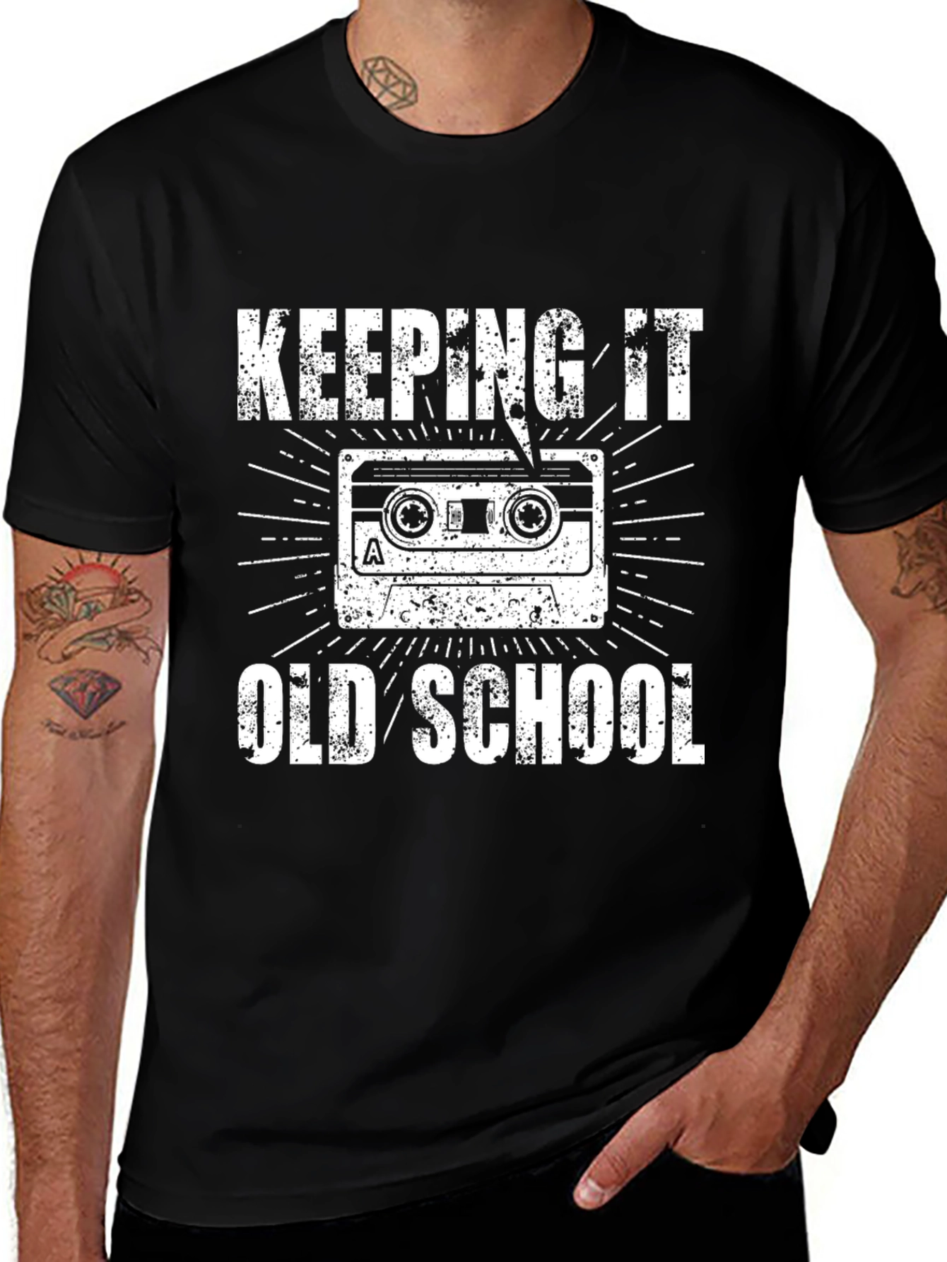 Variant 4 of Keeping It Old School Cassette Tape Graphic Tee