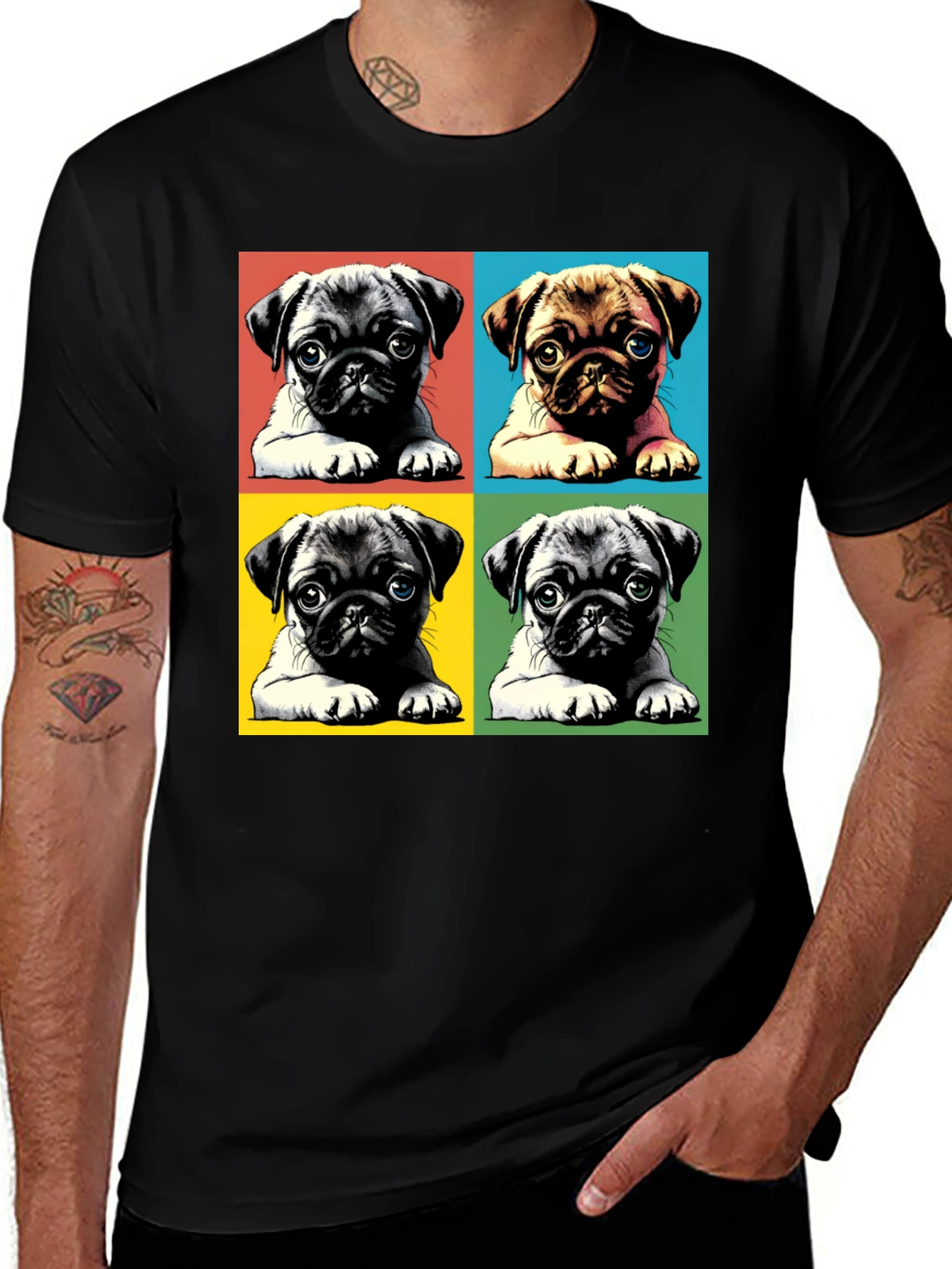 Variant 30 of Pop Art Pug Graphic Tee - Stylish & Unique