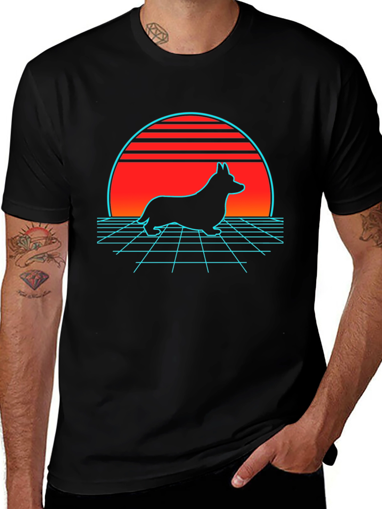 Variant 8 of Retro Corgi Sunset Graphic T-Shirt