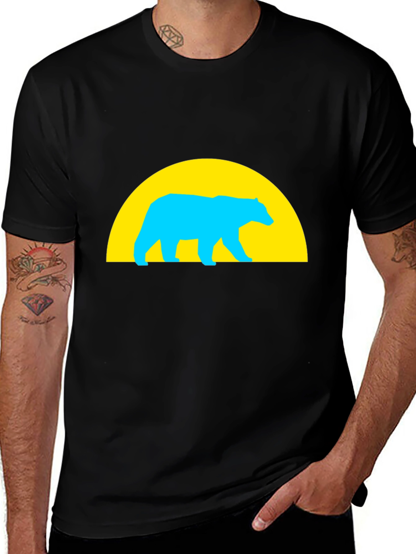 Bear Silhouette Graphic T-Shirt - Black