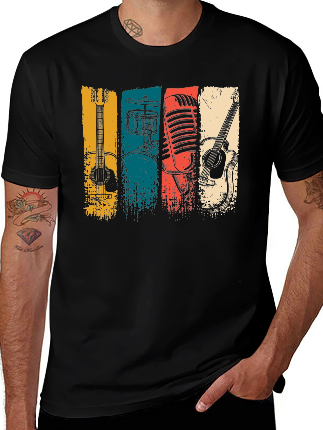Variant 21 of Retro Music Instrument Graphic Tee - Classic Black