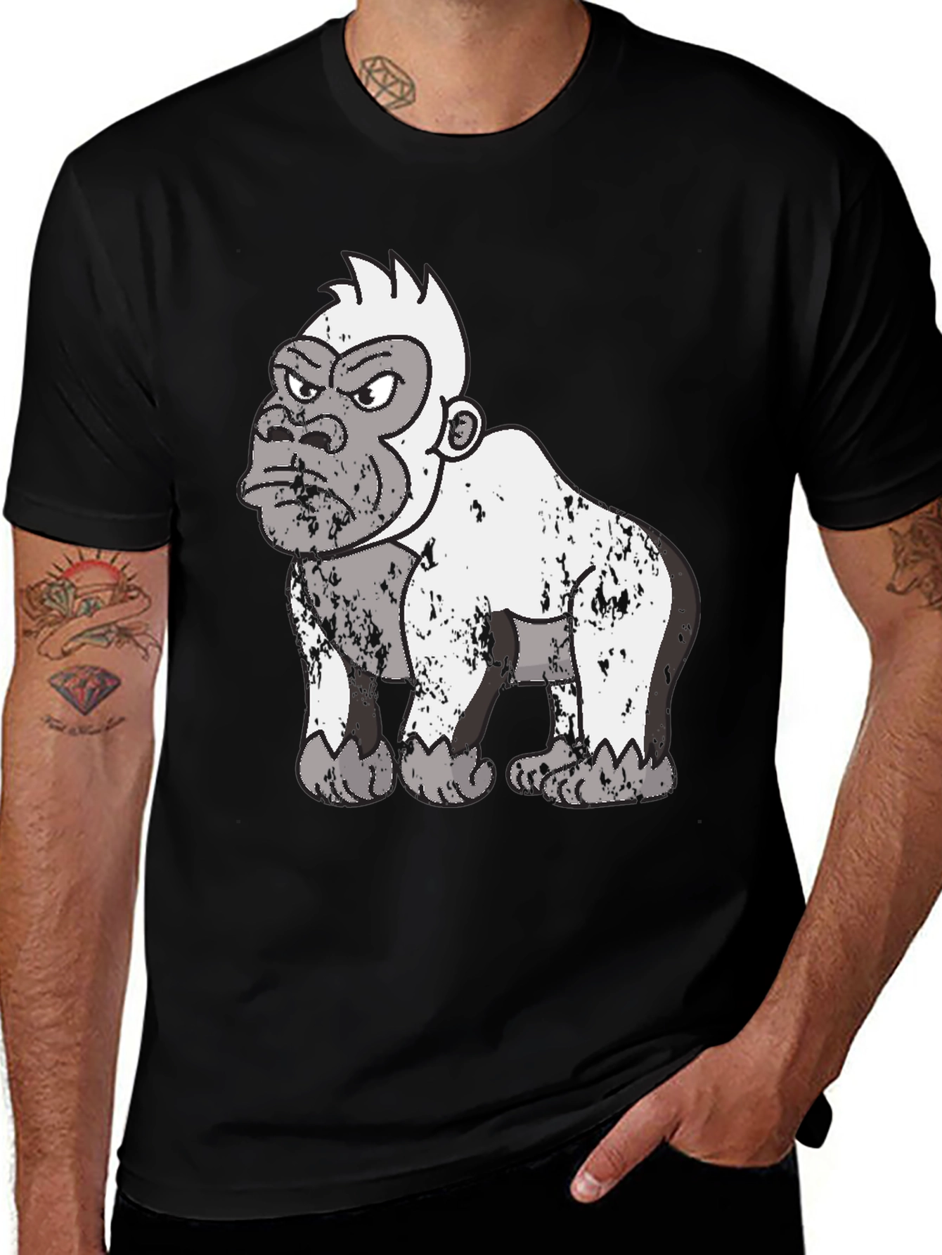 Variant 17 of Grumpy Gorilla Graphic Tee - Black Cotton T-Shirt