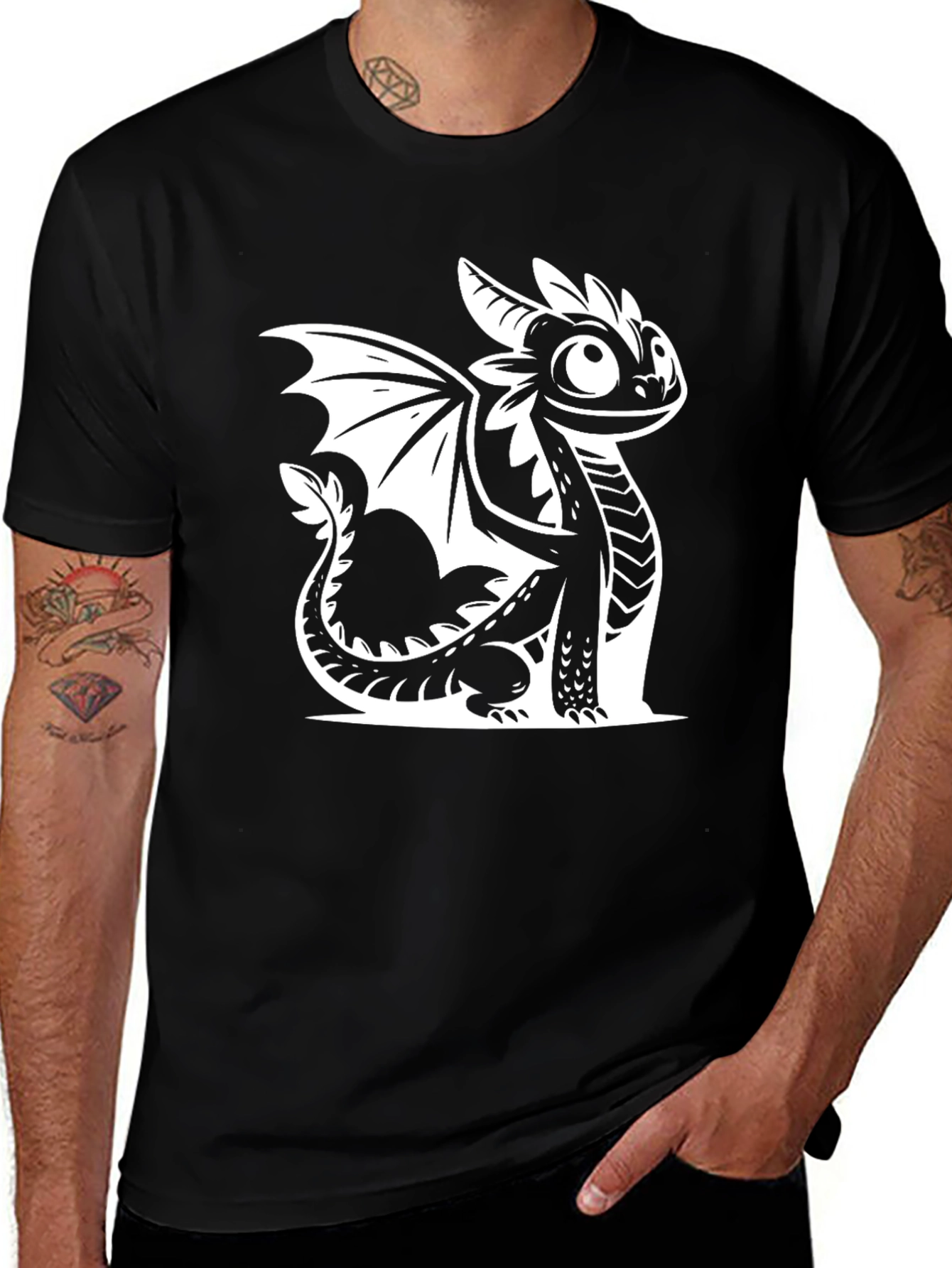 Variant 15 of Cute Dragon Graphic Tee - Black