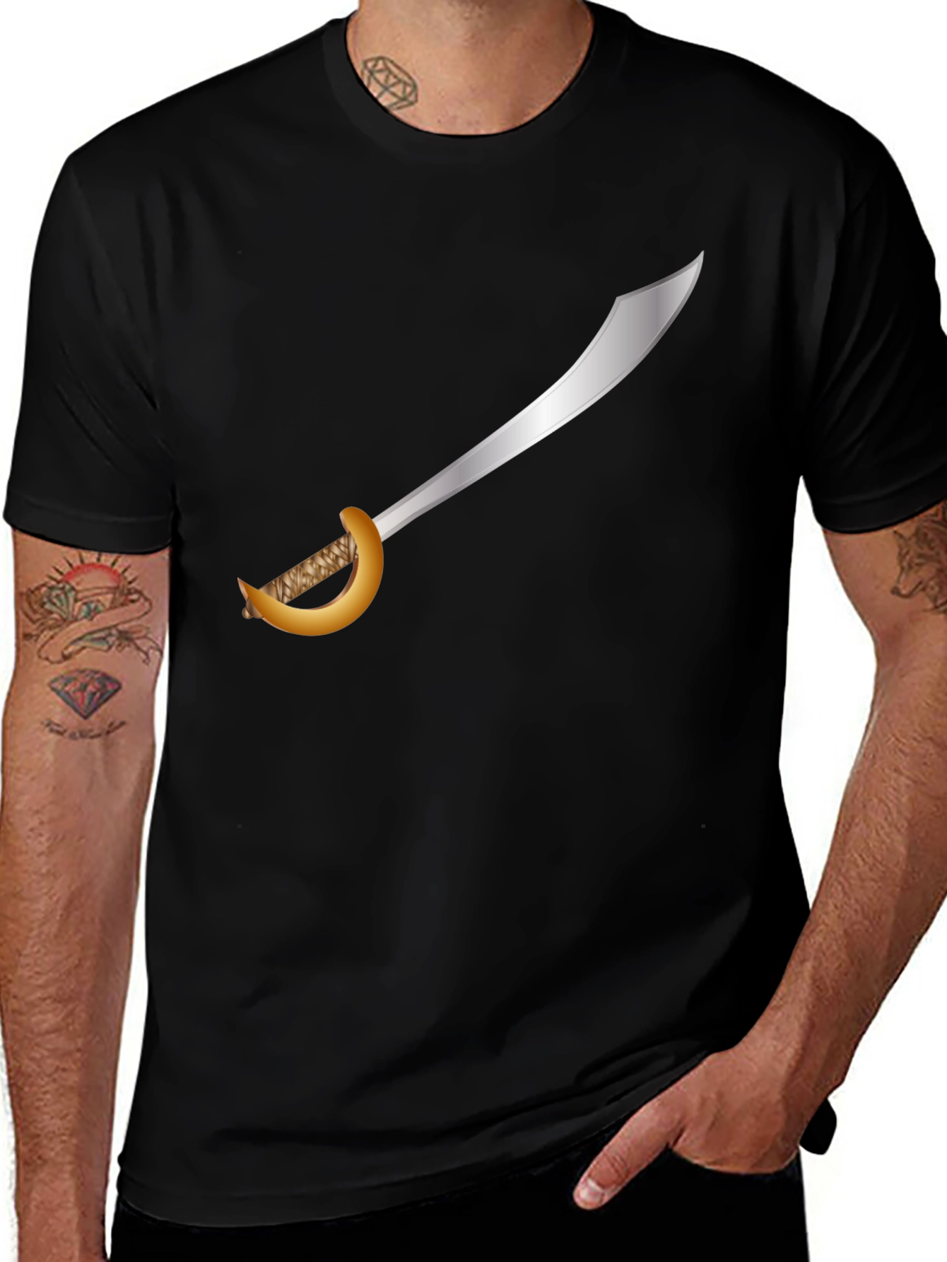 Variant 29 of Pirate Cutlass T-Shirt - Black Cotton Tee