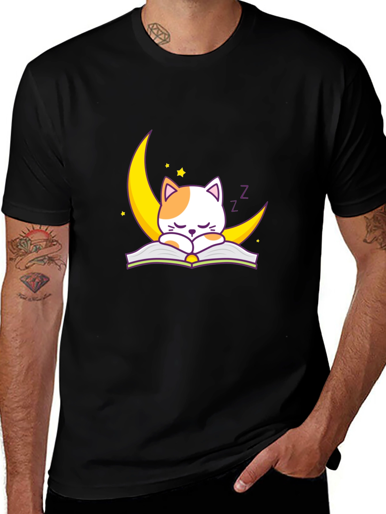 Variant 27 of Cat on Moon T-Shirt - Book Lover Gift