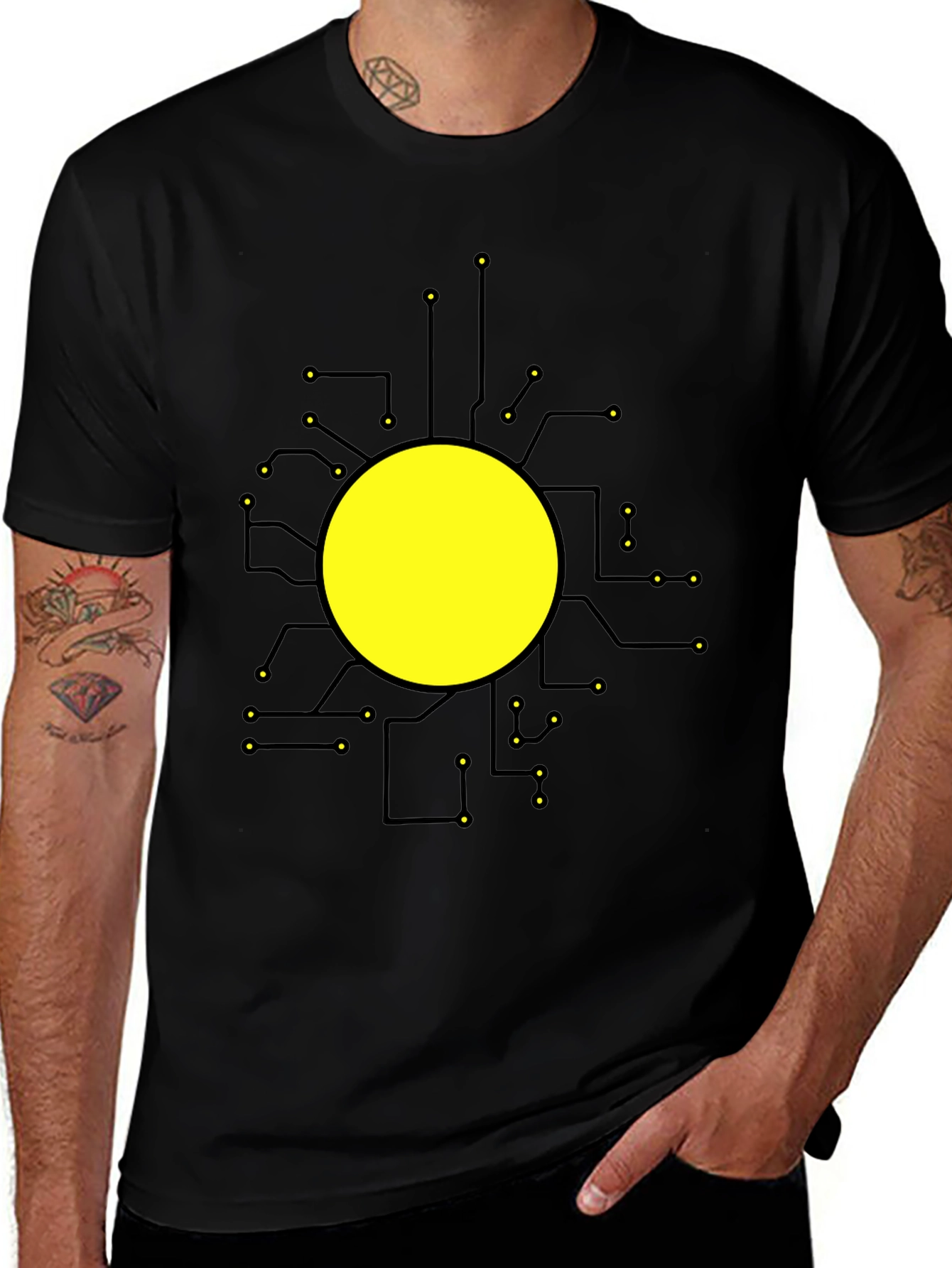 Variant 15 of Tech Circuit Graphic Black T-Shirt