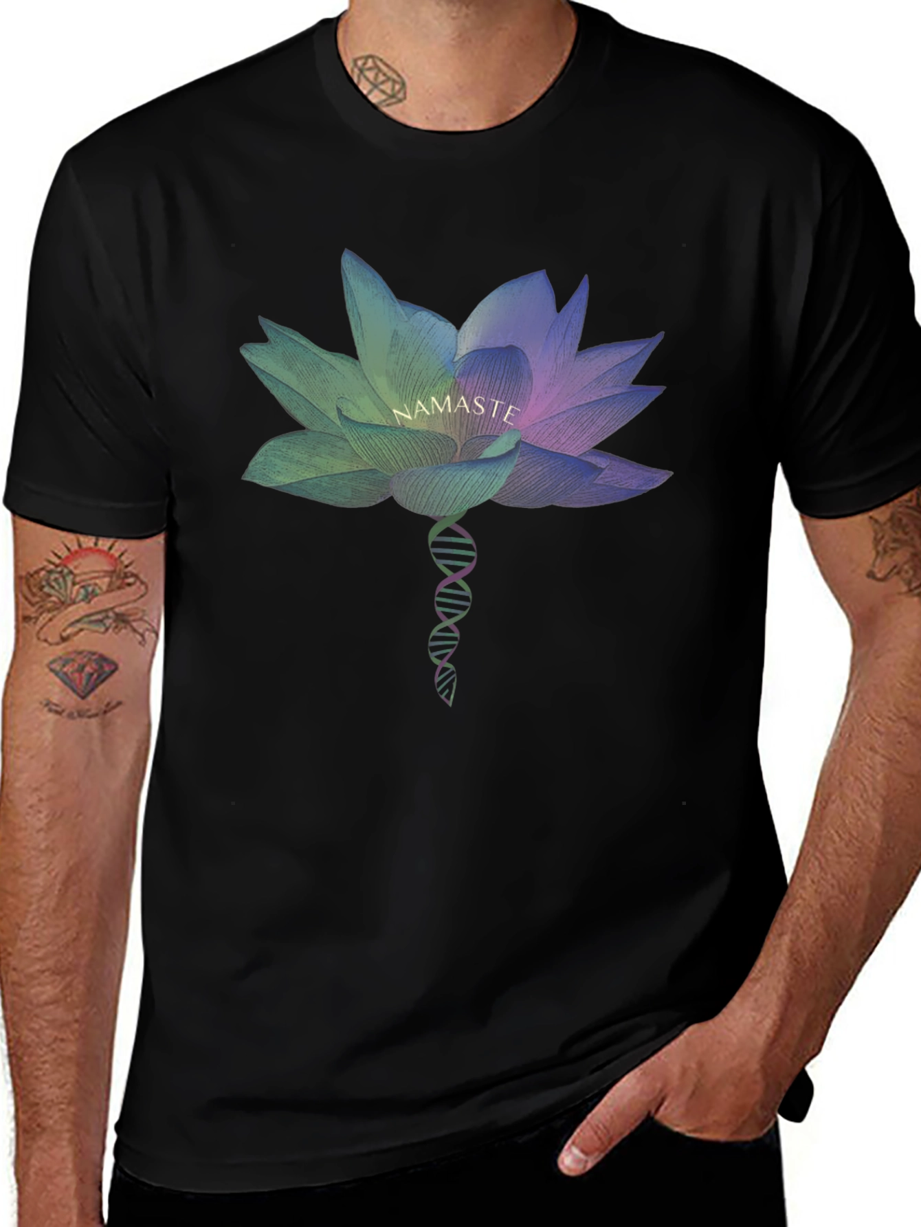 Variant 28 of Namaste Lotus Flower Graphic Tee - Relaxed Fit