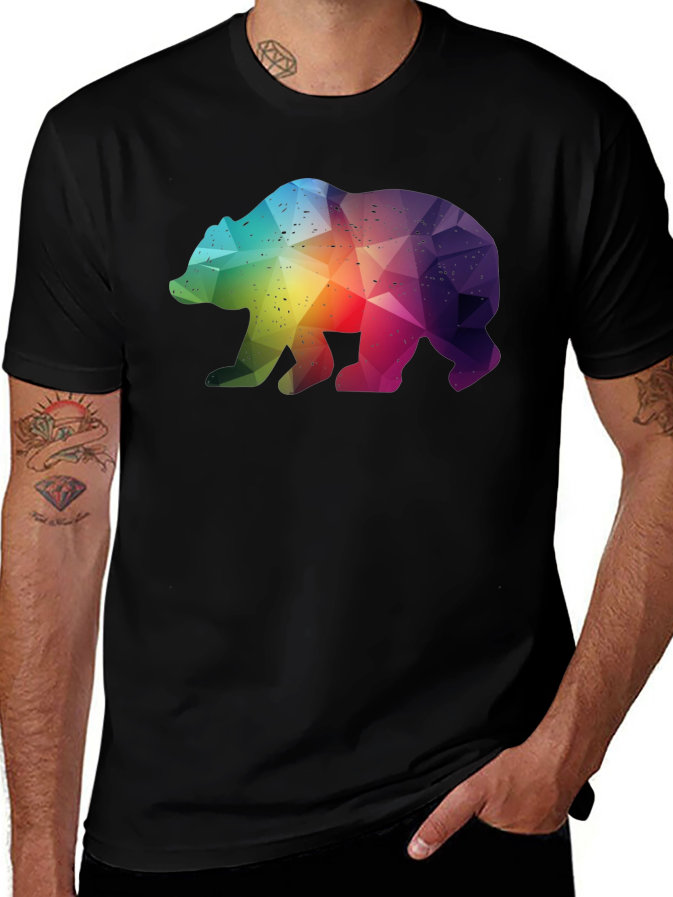 Variant 9 of Geometric Bear Graphic Tee - Black