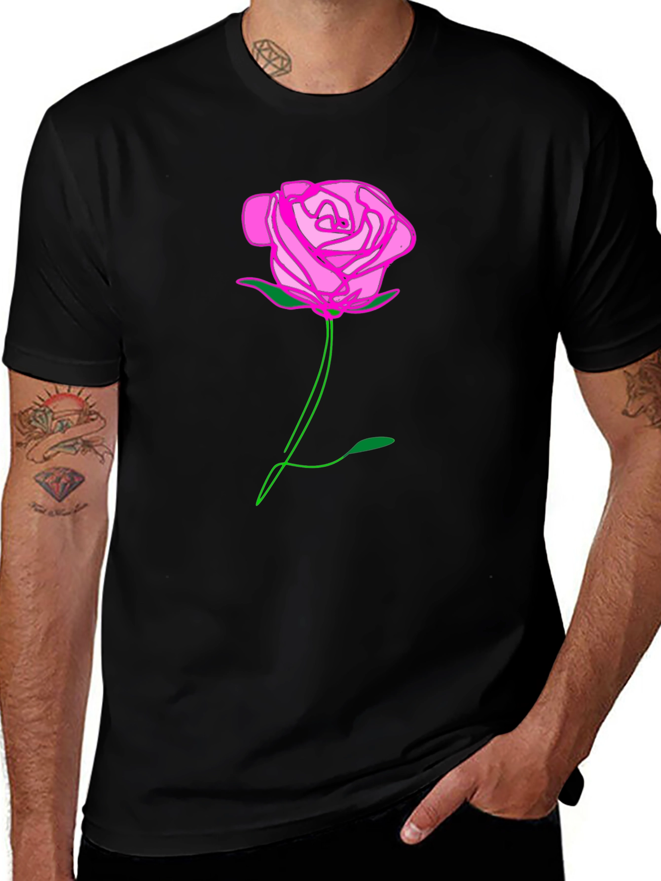 Variant 2 of Rose Graphic Black T-Shirt