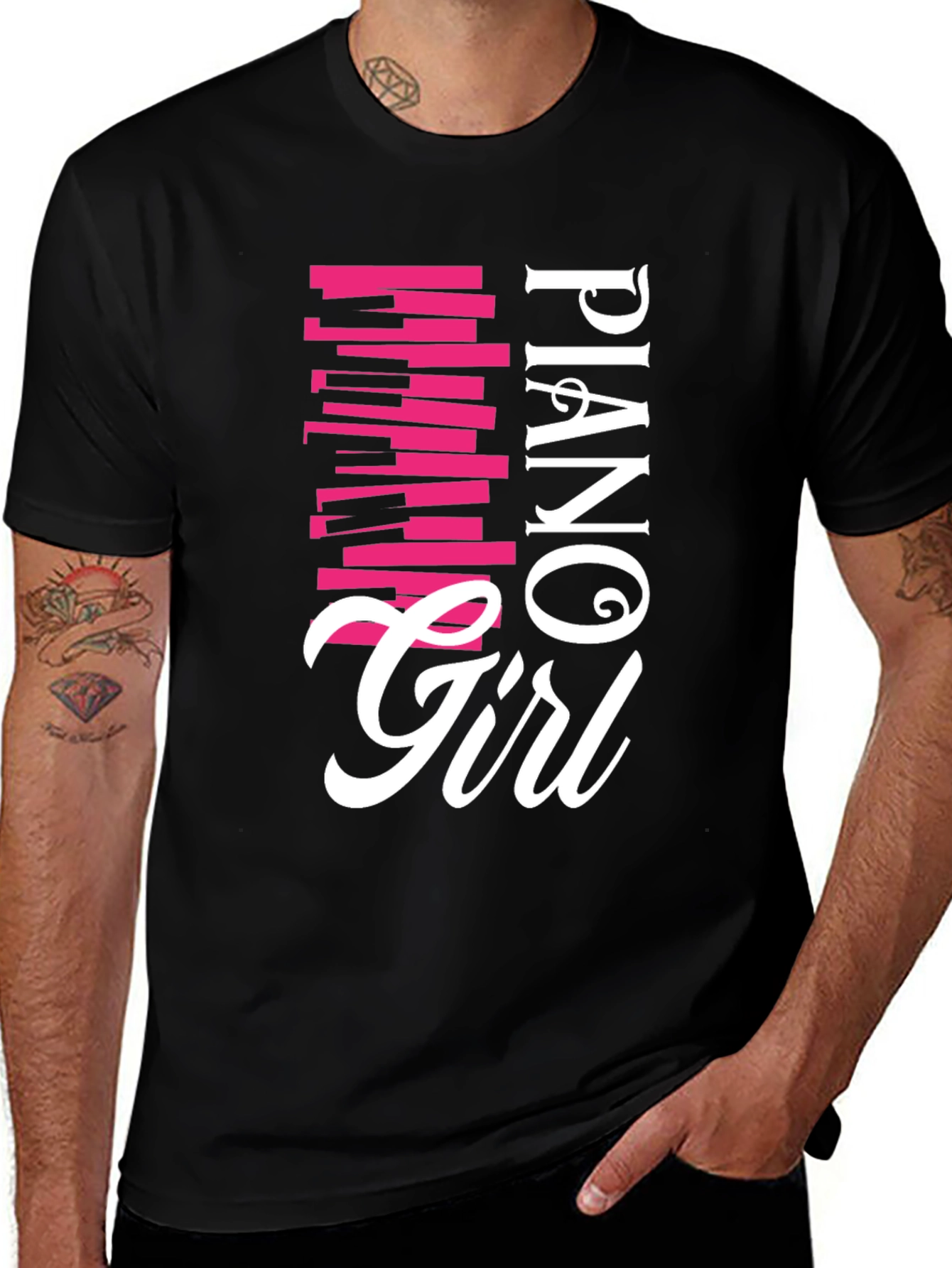 Piano Girl Tee - Musically Stylish Black T-Shirt