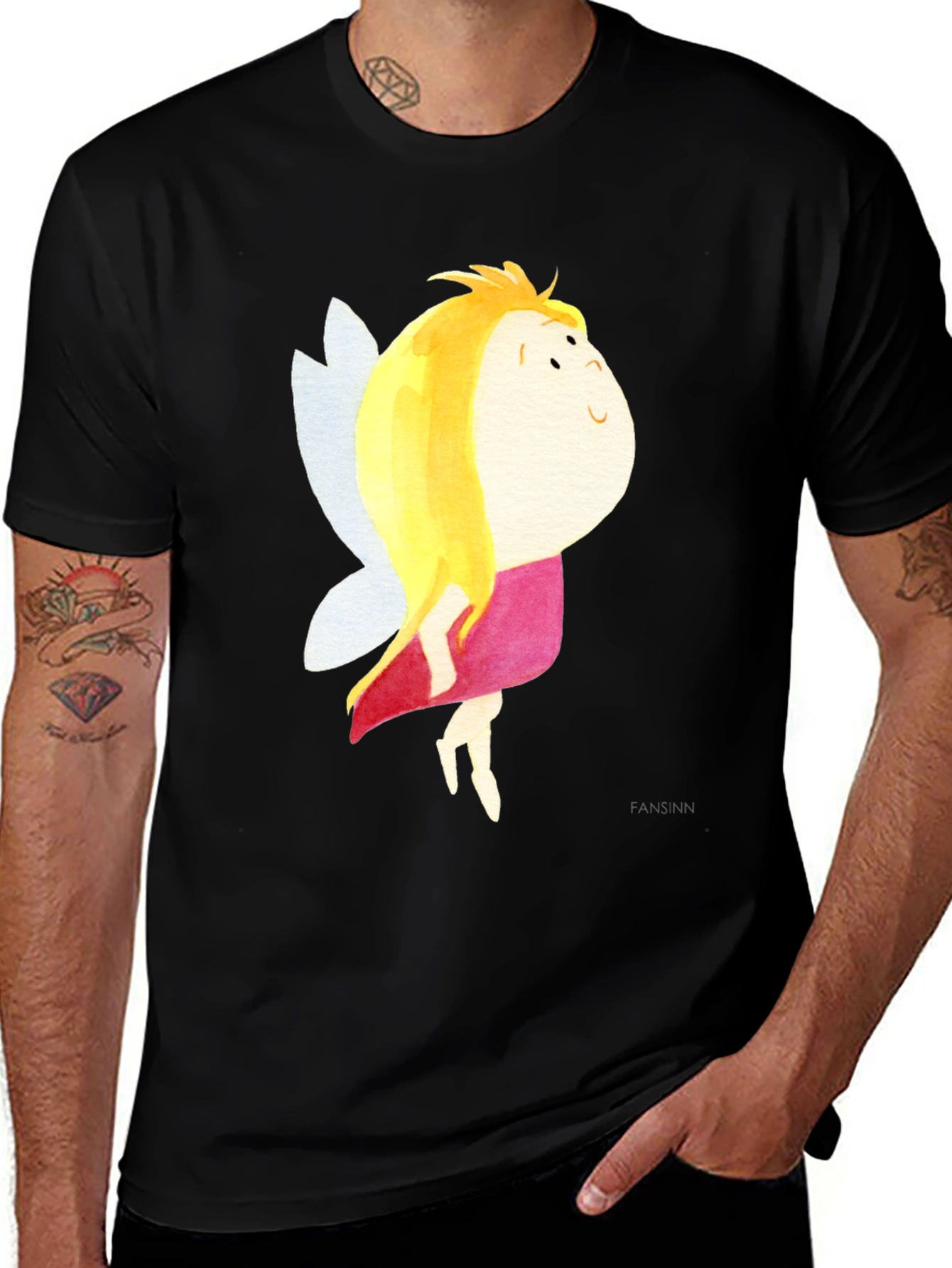 Variant 14 of Cute Fairy Graphic Black T-Shirt