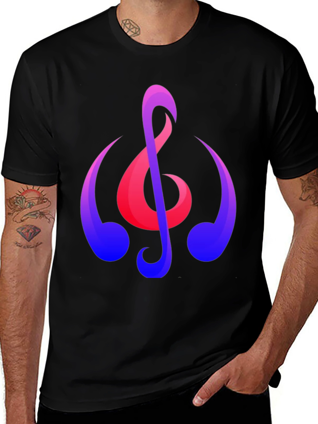 Variant 20 of Musical Note Graphic T-Shirt - Trendy Black Tee