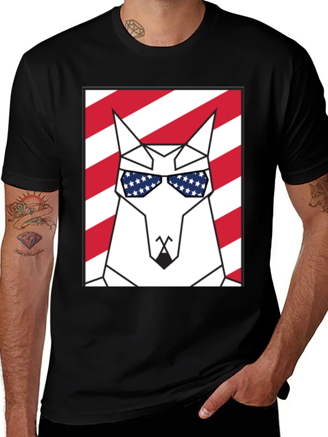Variant 17 of Patriotic Dog Graphic Tee - USA Flag Sunglasses