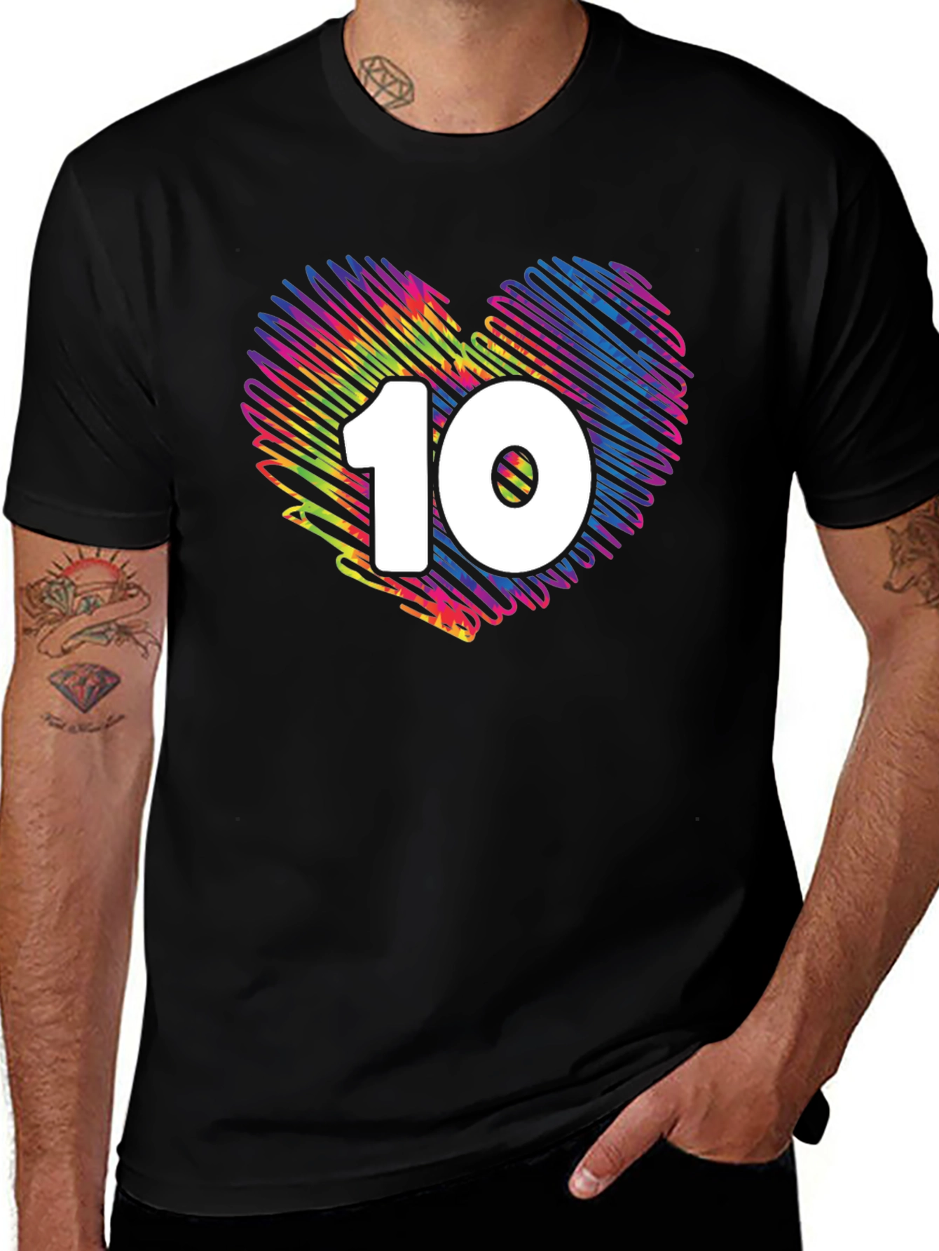 Variant 14 of Colorful 10th Birthday Heart T-Shirt