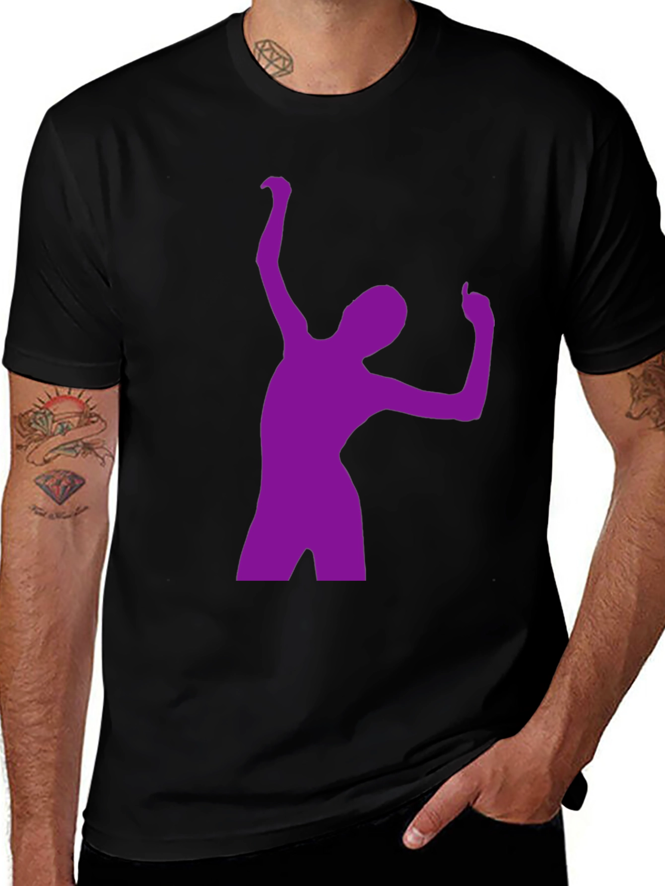 Variant 4 of Purple Dancer Graphic Black T-Shirt