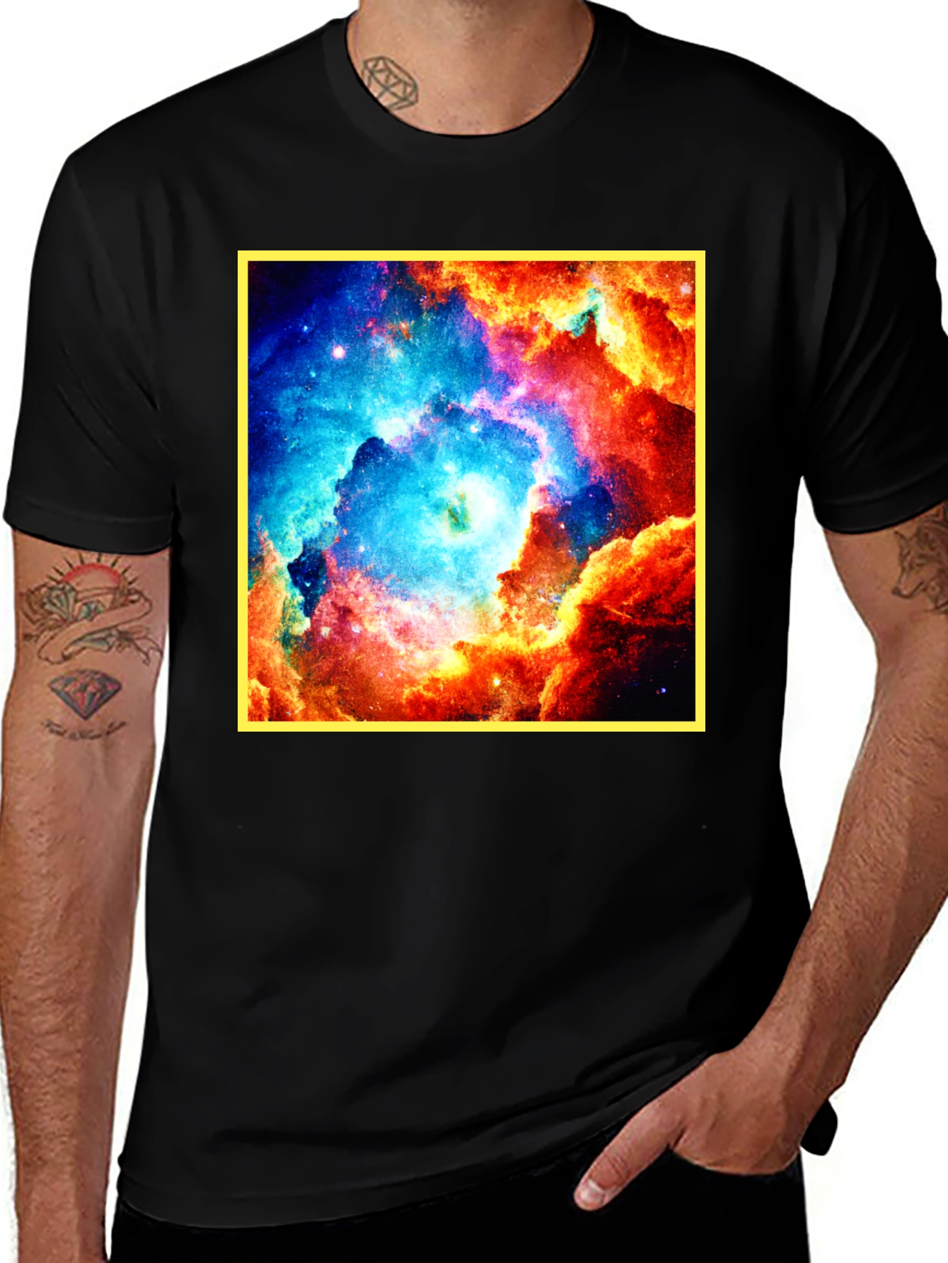 Variant 7 of Nebula Galaxy Print Black T-Shirt
