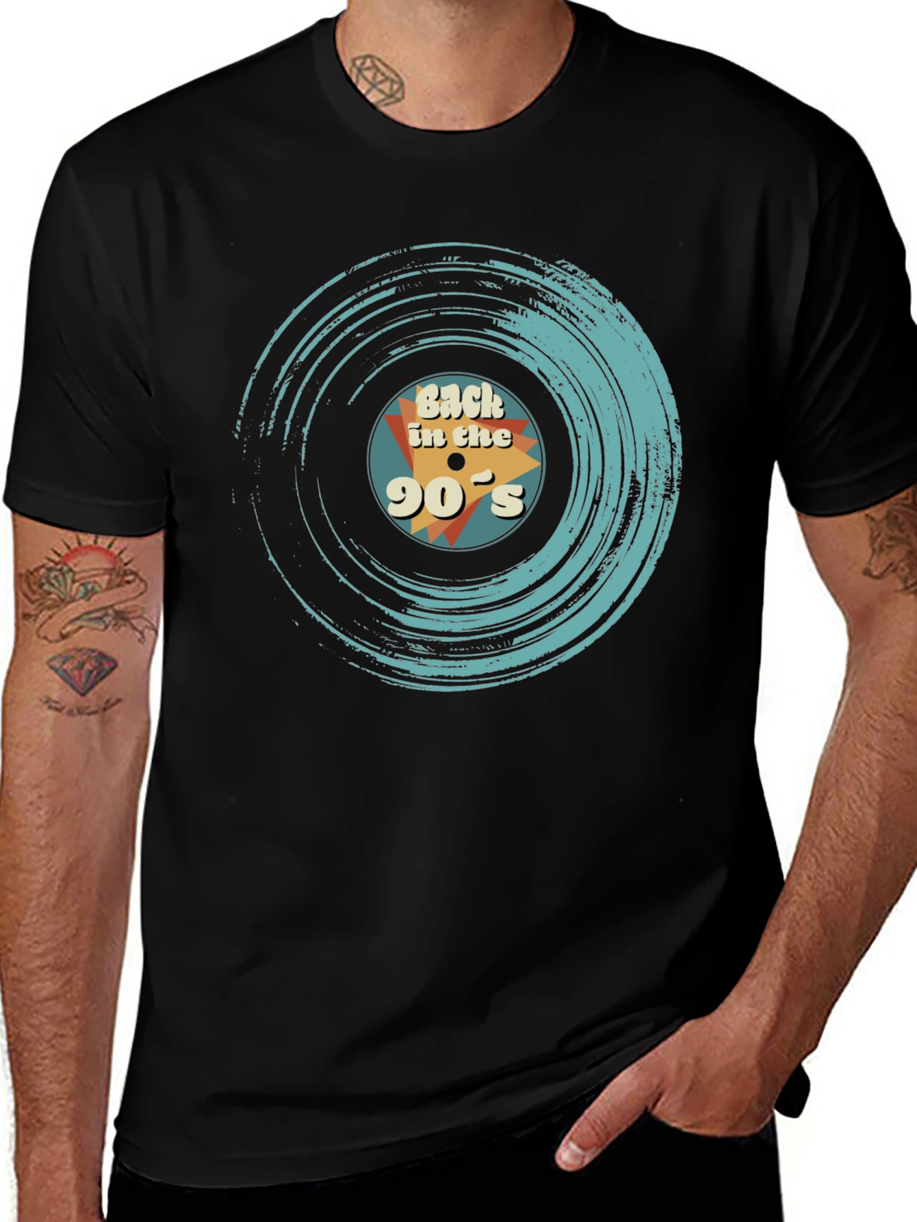 Variant 30 of Back in the 90's Record Style Black T-Shirt
