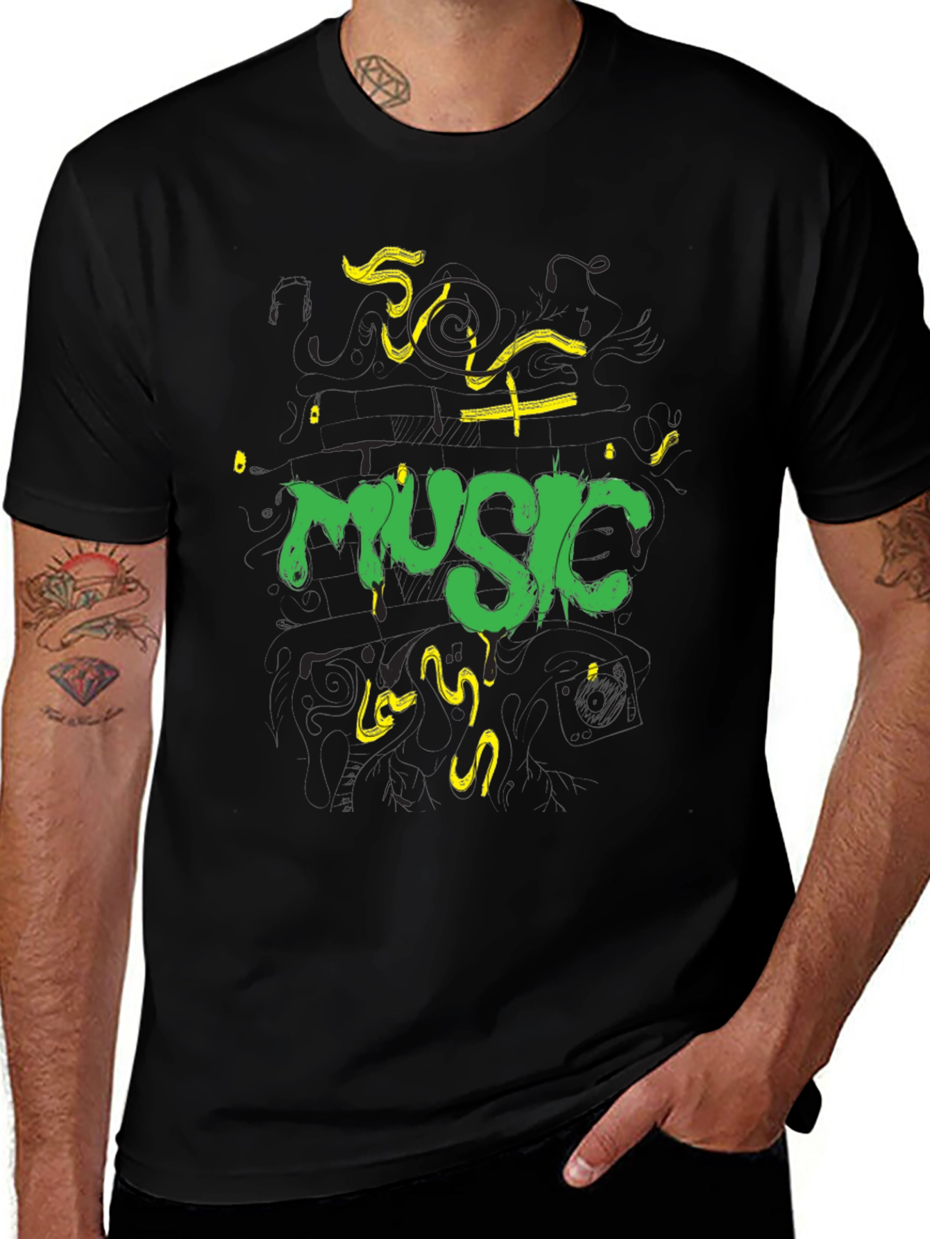 Variant 13 of Music Graphic Black T-Shirt