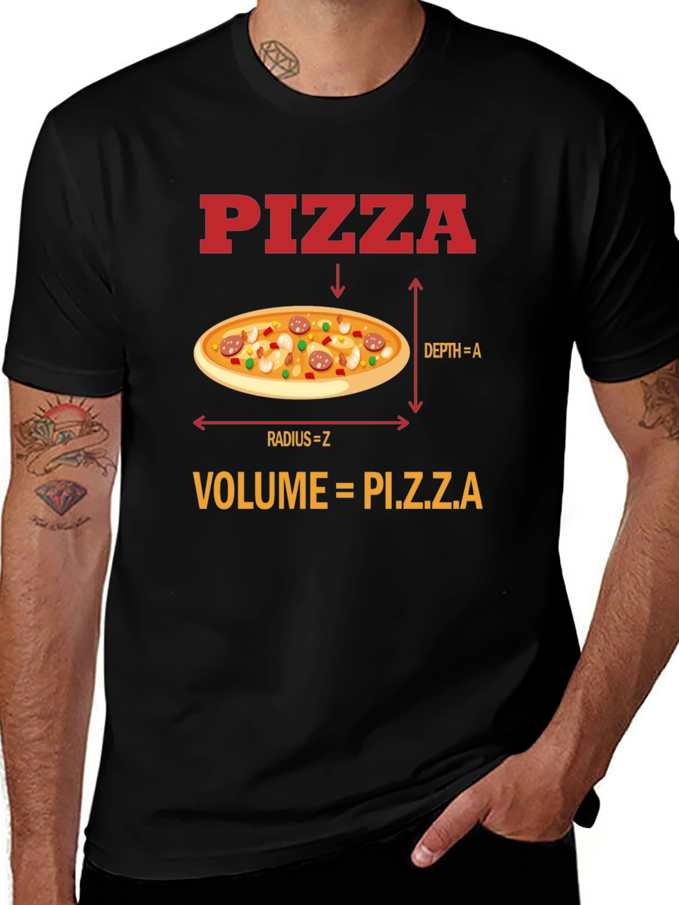 Variant 9 of Pizza Volume Funny Math T-Shirt