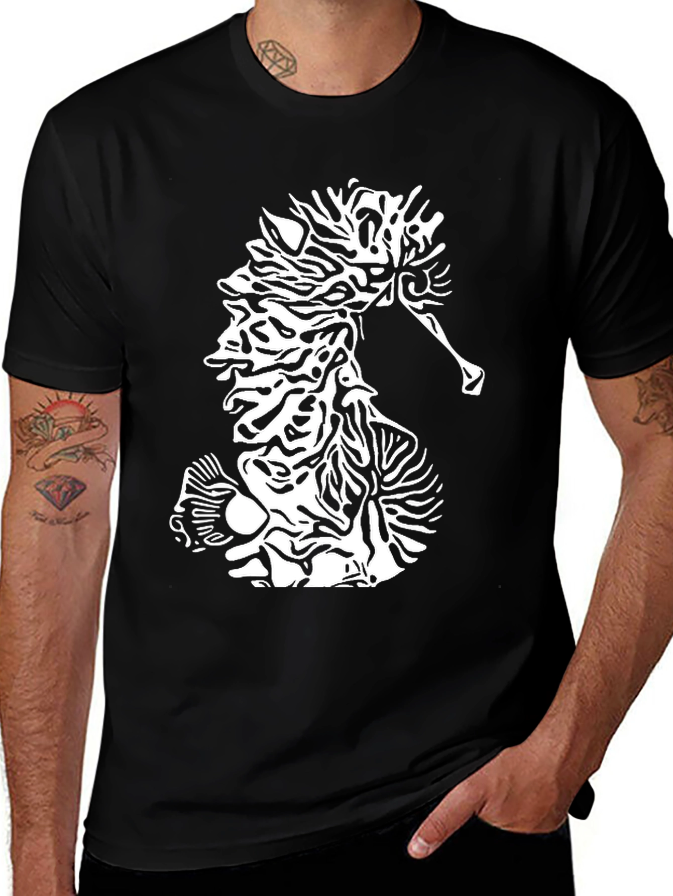 Variant 24 of Black Seahorse Graphic Tee