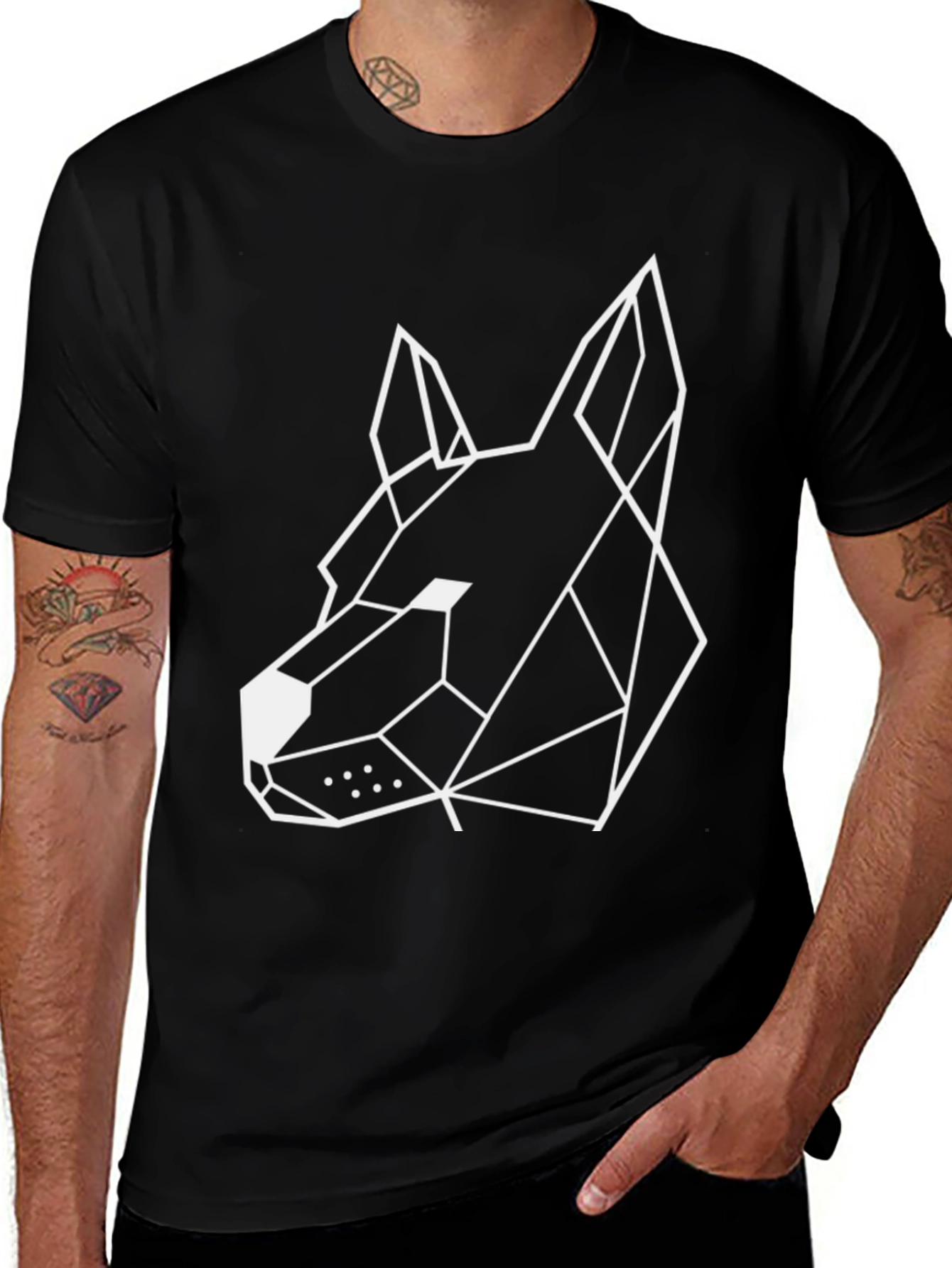 Variant 15 of Geometric Dog Head Graphic Tee - Modern Style