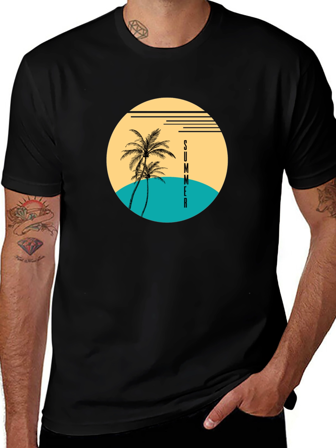 Variant 25 of Summer Palm Tree Graphic T-Shirt - Beach Vibes