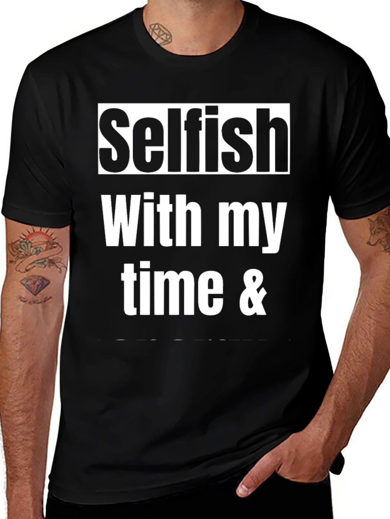 Variant 2 of Selfish Time Black Graphic Tee