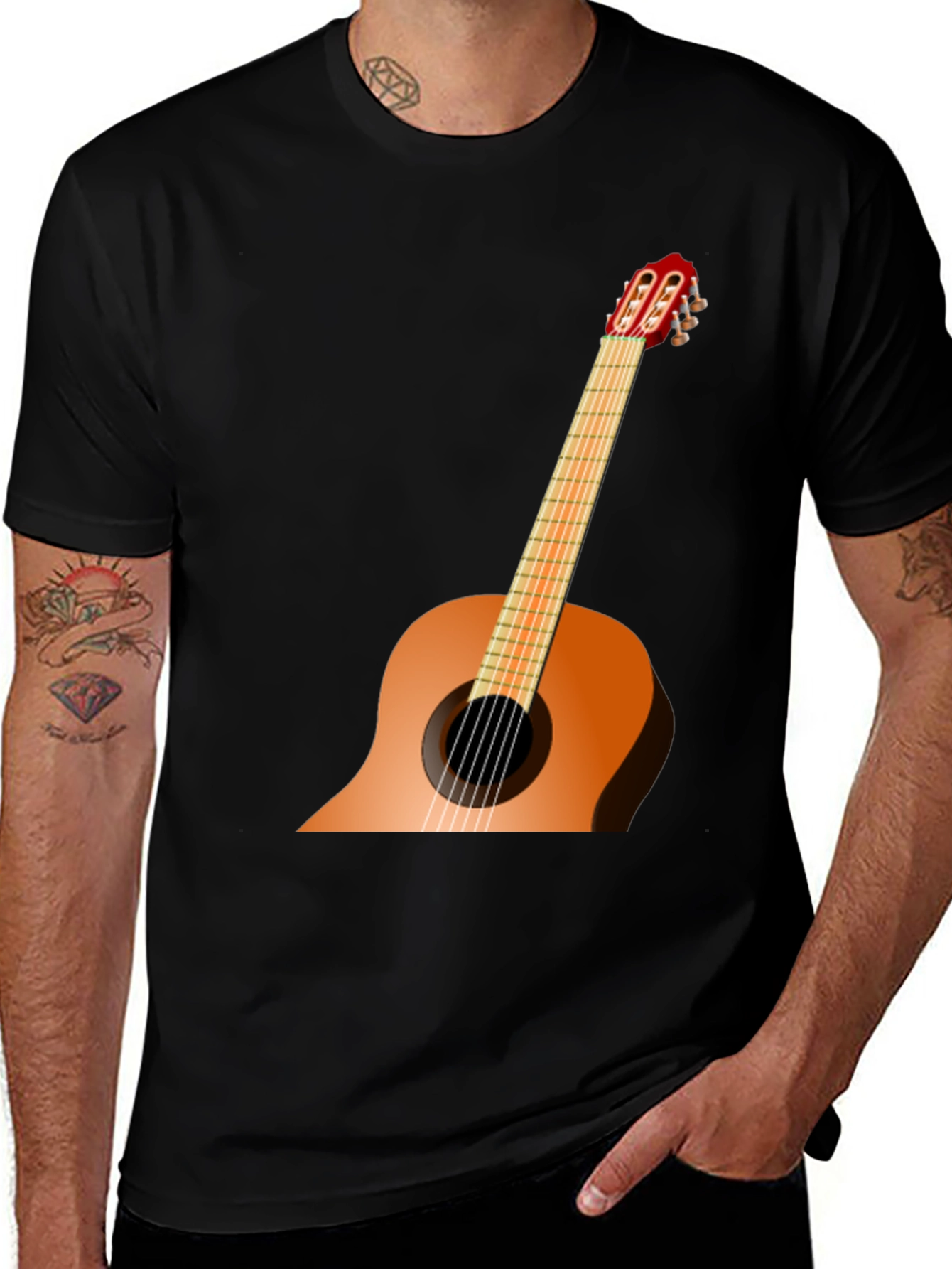 Variant 27 of Guitar Graphic Black T-Shirt