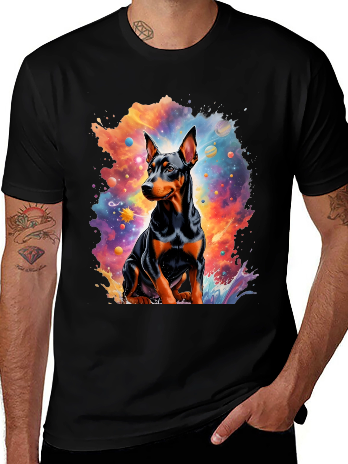 Variant 15 of Dog Universe Graphic Tee - Men's Black T-Shirt