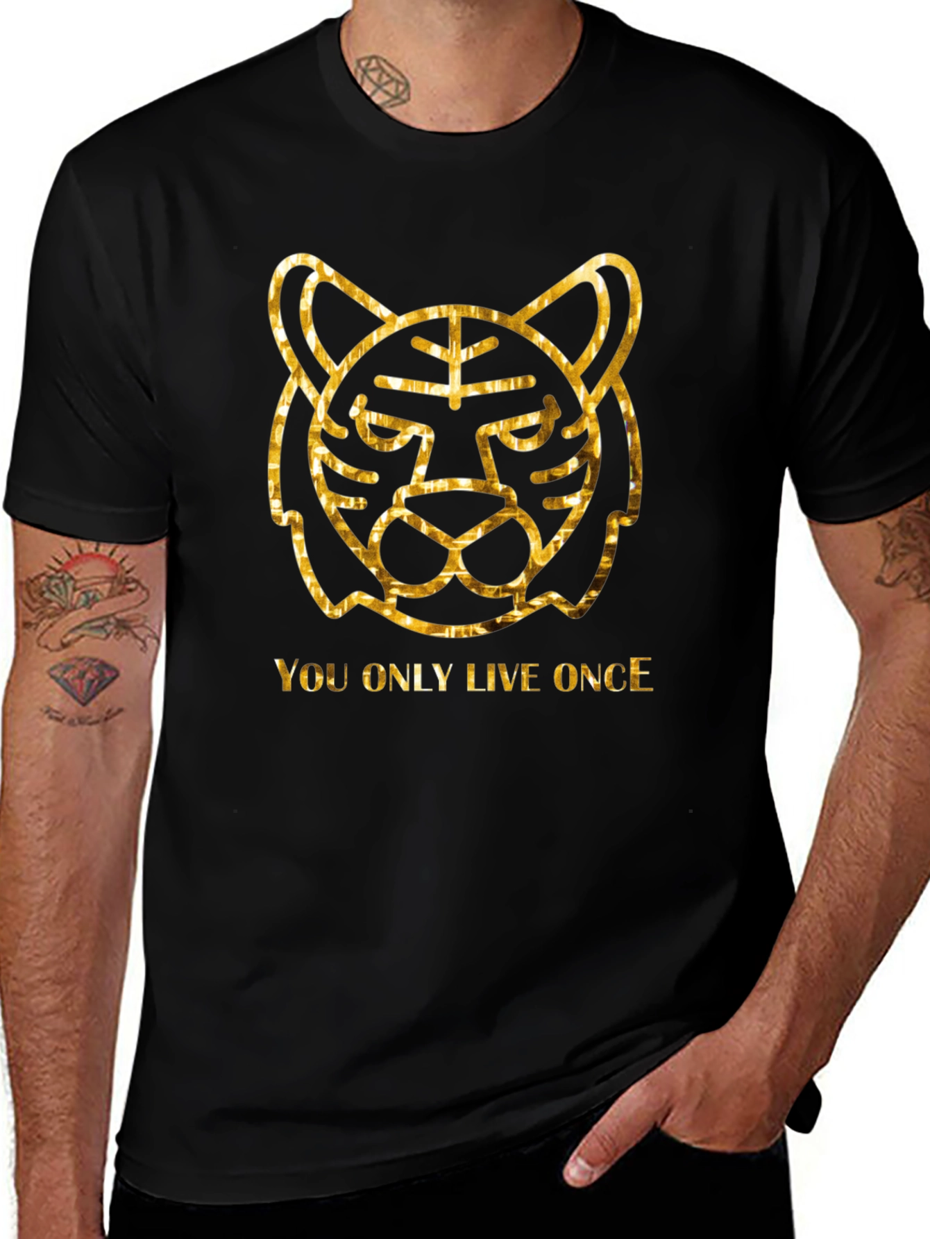 YOLO Tiger Graphic Tee - Black