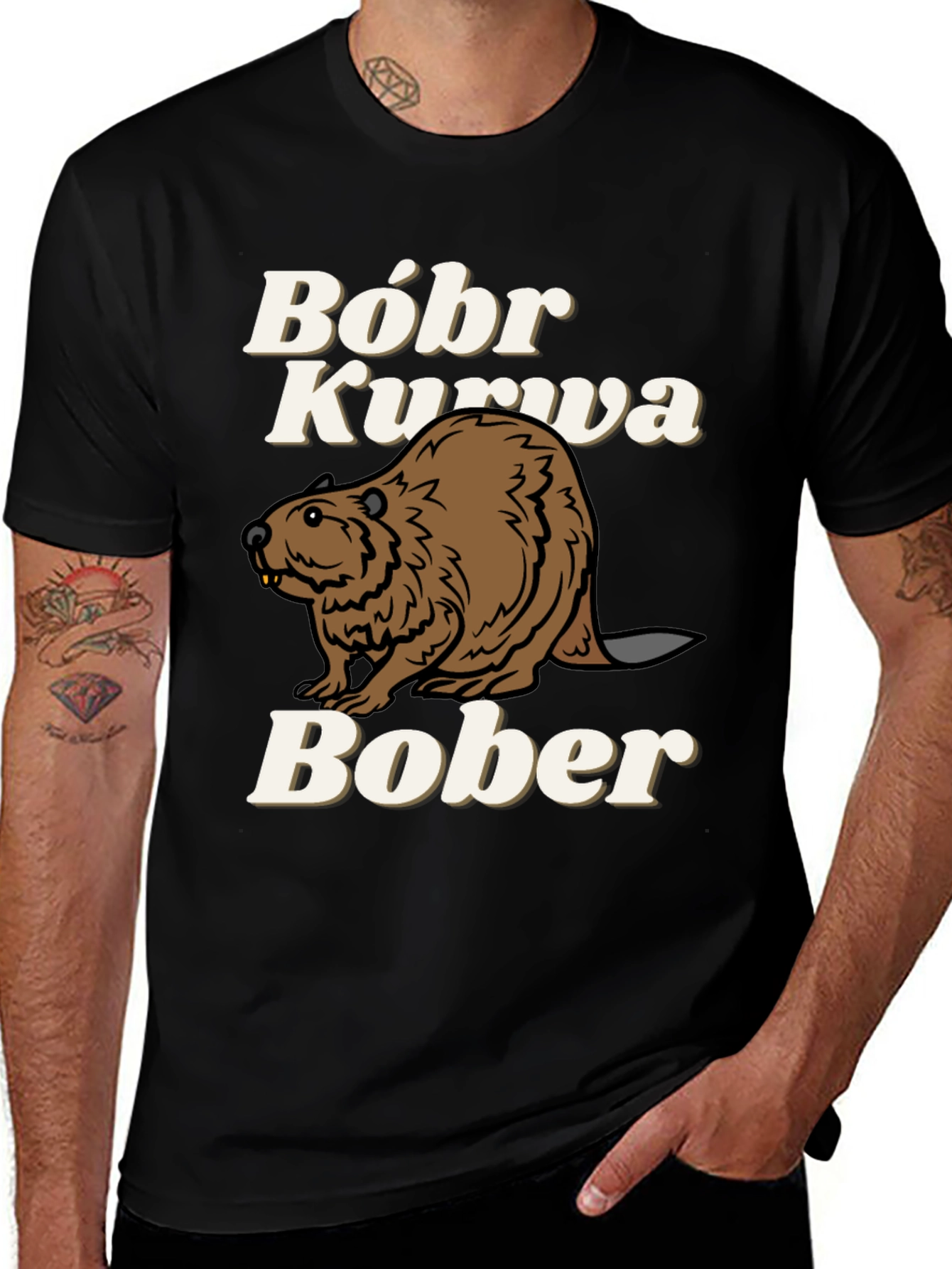 Black Bóbr Kurva Bober Funny Beaver T-Shirt main image