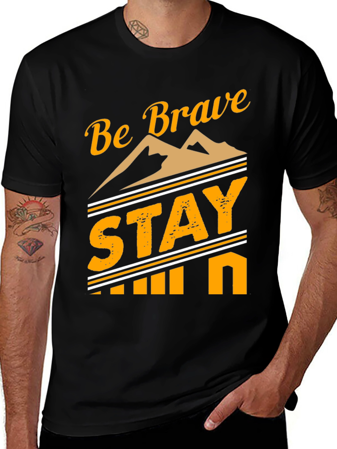 Variant 26 of Be Brave Stay Wild Graphic Tee - Black