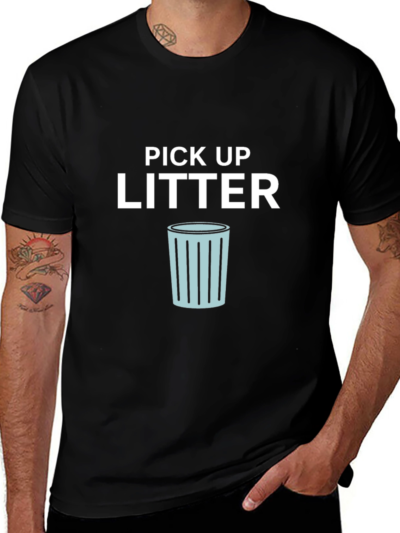 Variant 18 of Pick Up Litter Graphic Tee - Black Cotton T-Shirt