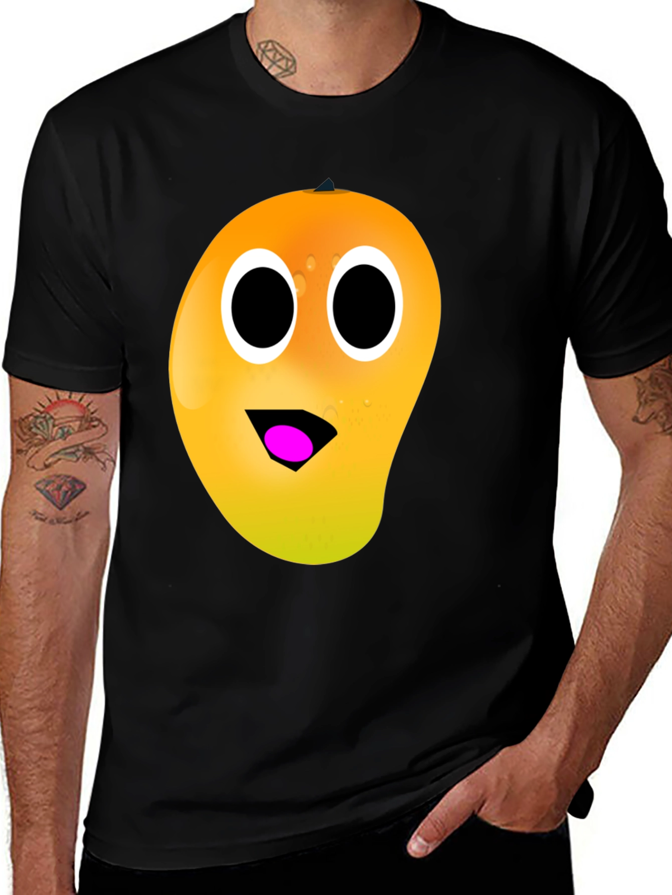 Variant 16 of Funny Mango Face T-Shirt - Black Casual Tee