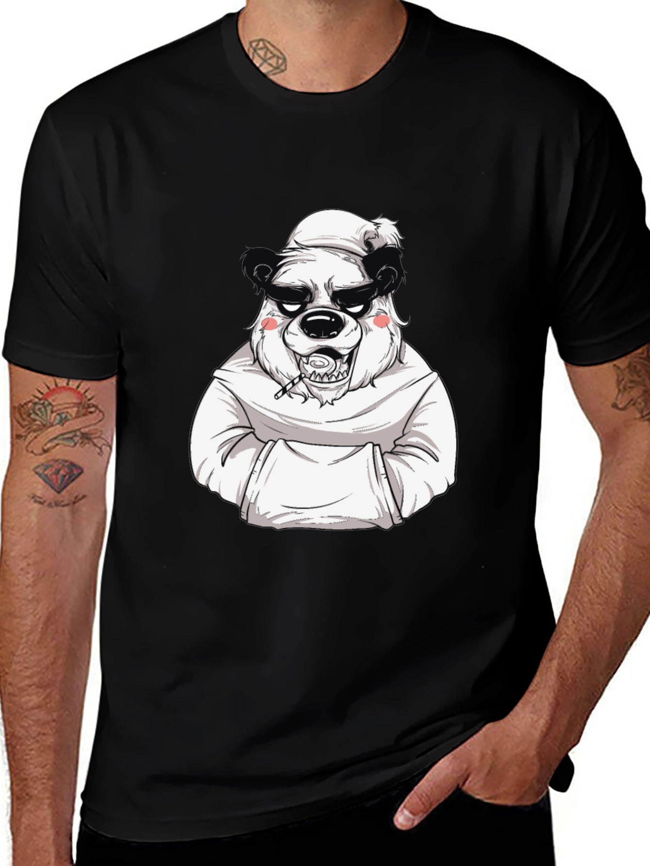 Variant 19 of Cool Panda Graphic Tee - Black T-Shirt