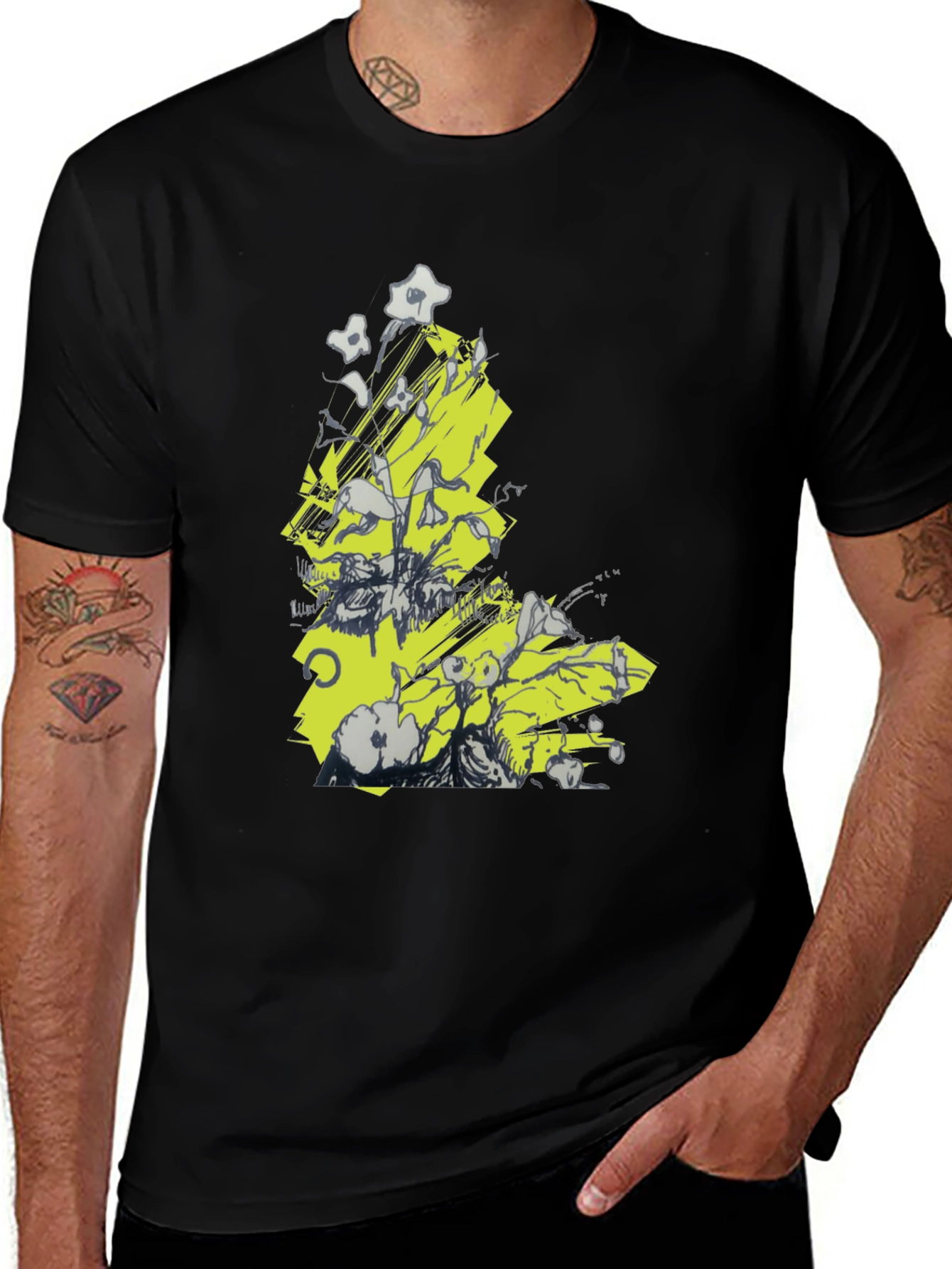 Variant 2 of Abstract Graphic Tee - Black Cotton T-Shirt