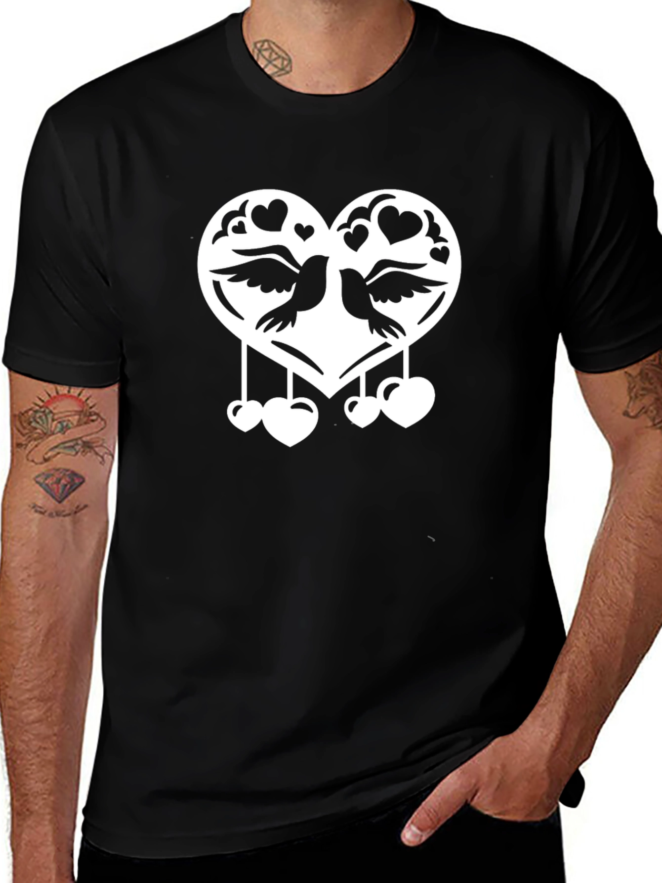 Variant 2 of Love Birds Graphic Tee - Black Cotton T-Shirt
