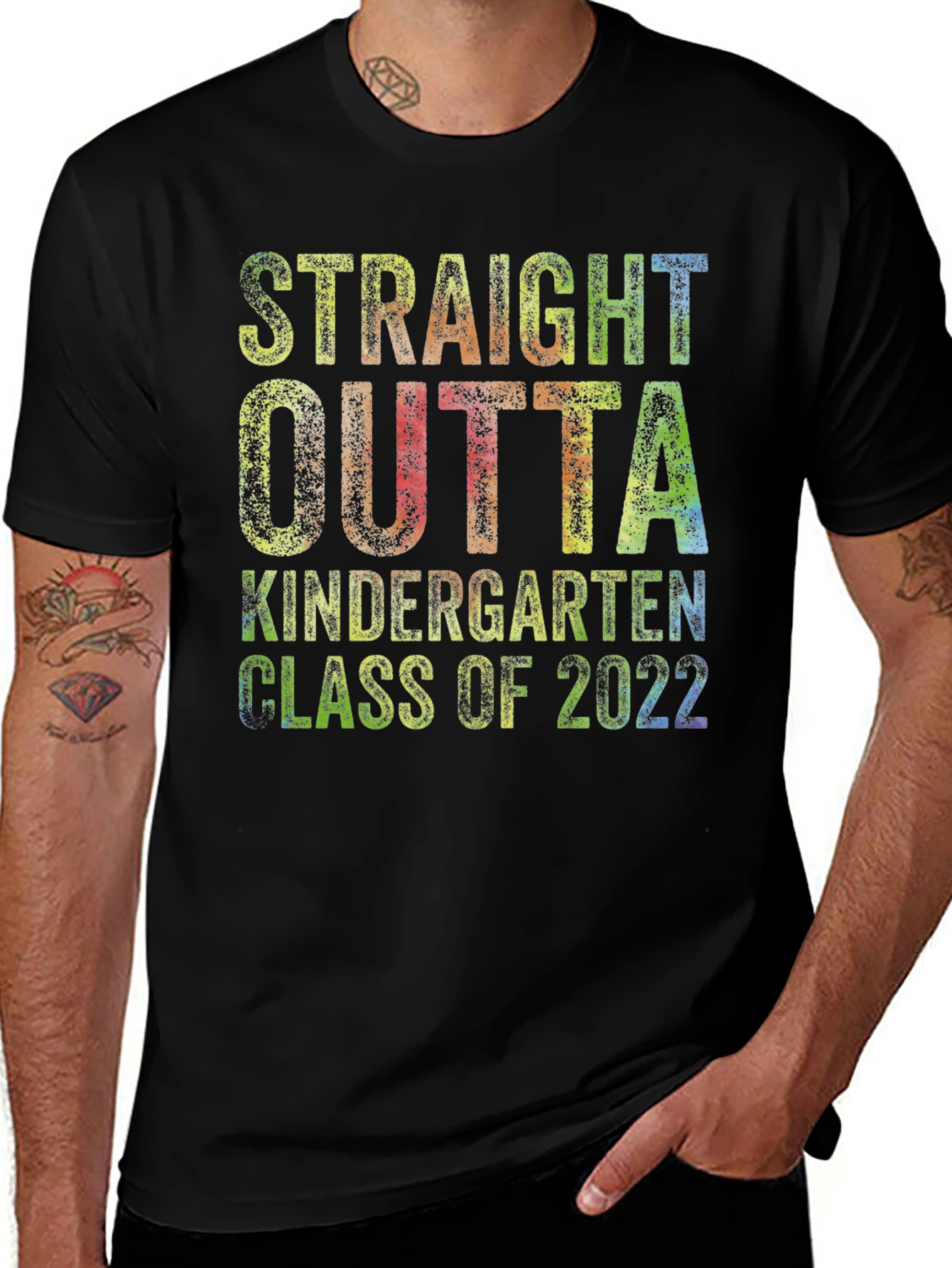 Straight Outta Kindergarten Class of 2022 Black T-Shirt