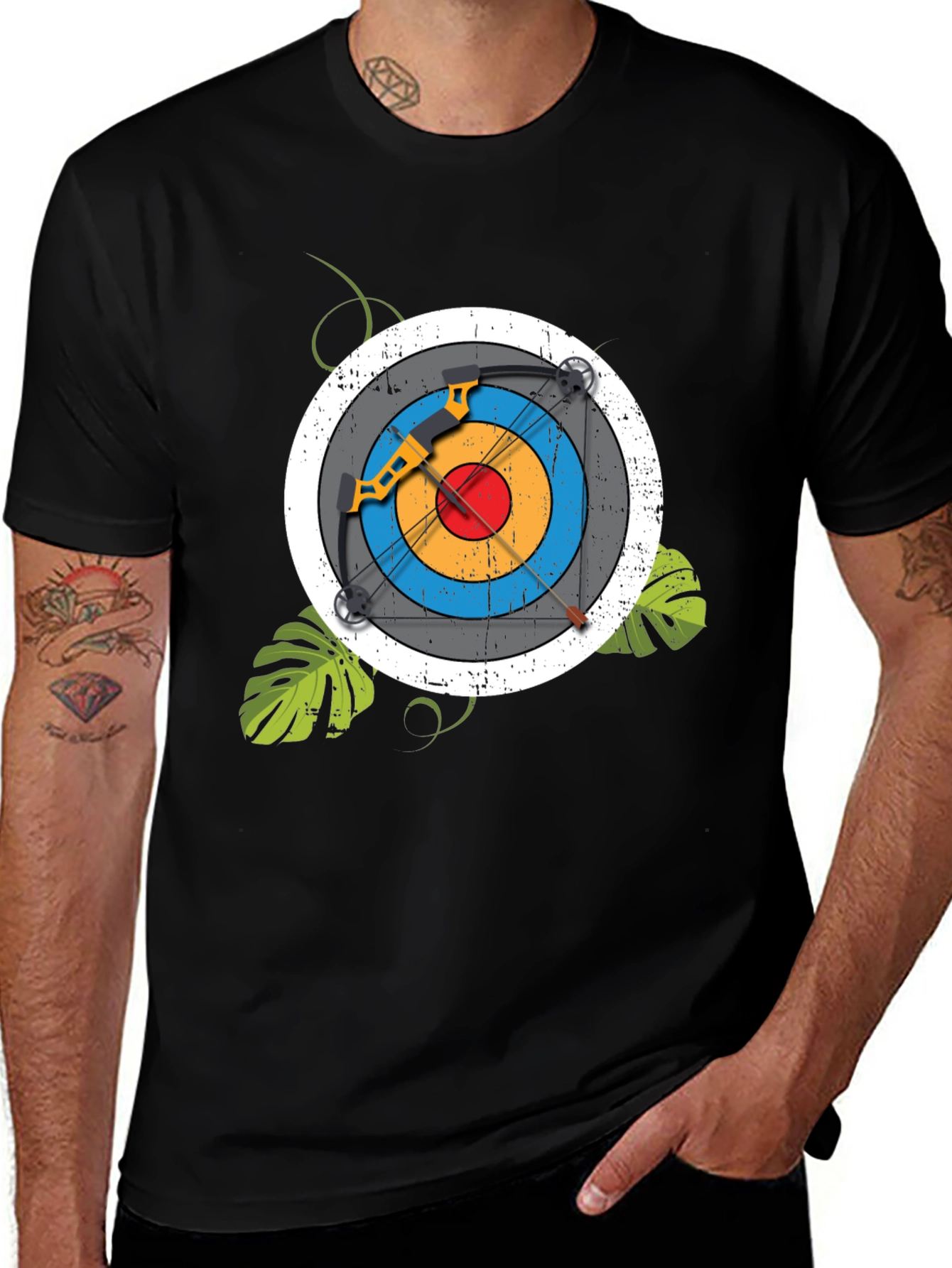 Variant 16 of Archery Target T-Shirt - Black, Unique Design