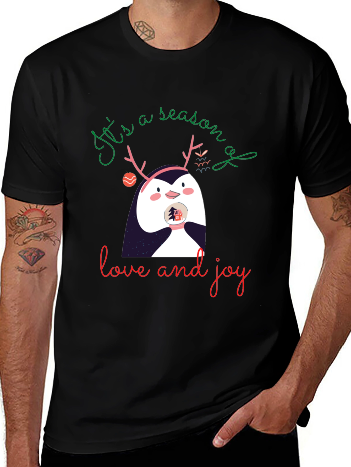 Variant 17 of Festive Penguin 'Season of Love and Joy' Graphic Tee