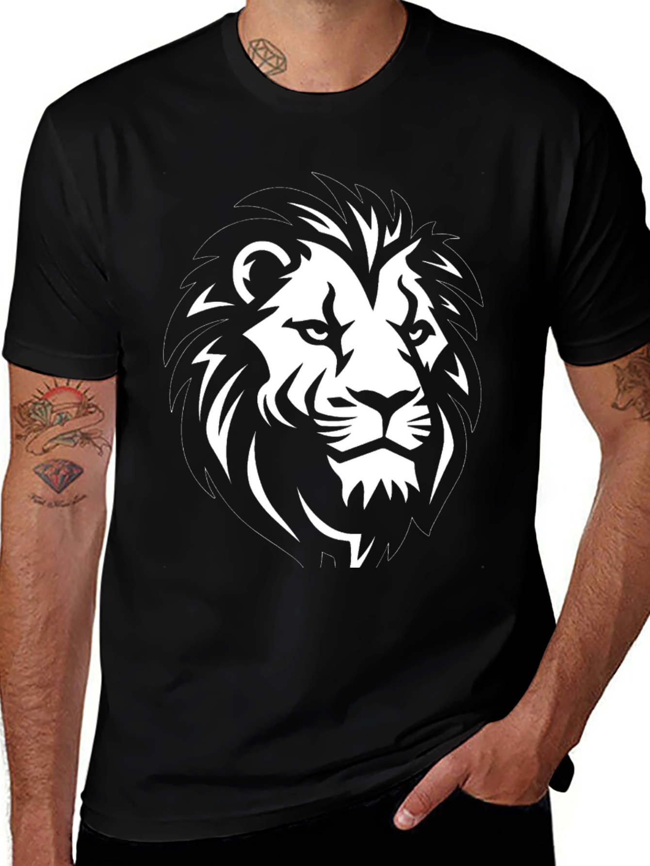 Variant 25 of Lion Graphic Black T-Shirt