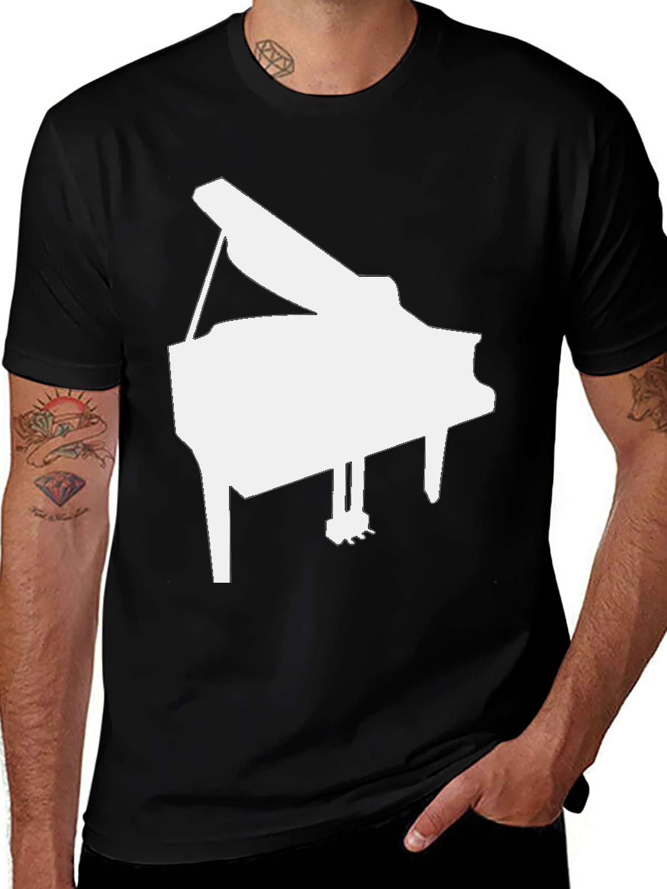 Variant 18 of Grand Piano Graphic Tee - Music Lover's Black T-Shirt