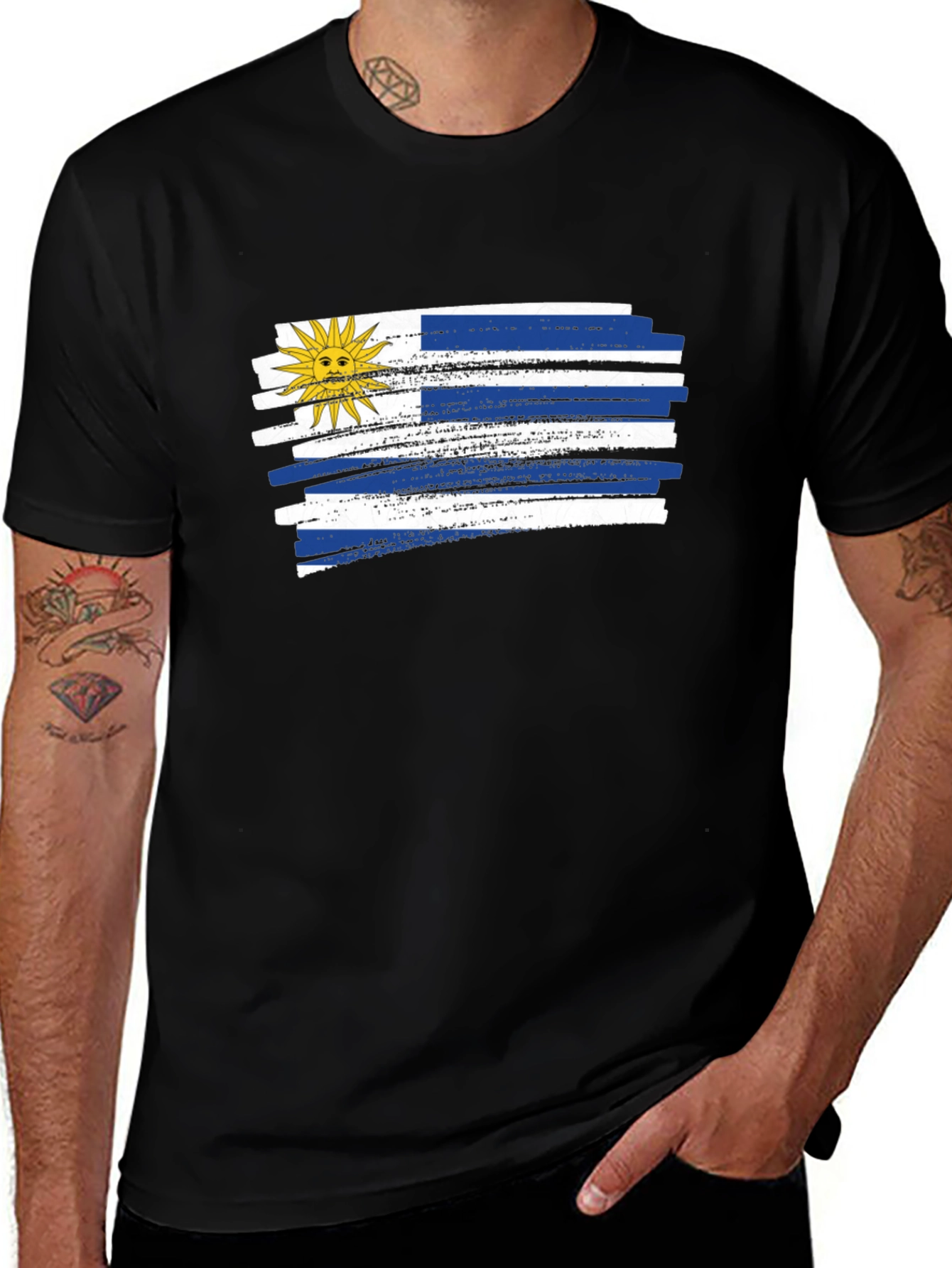 Uruguay Flag T-Shirt - Black Graphic Tee
