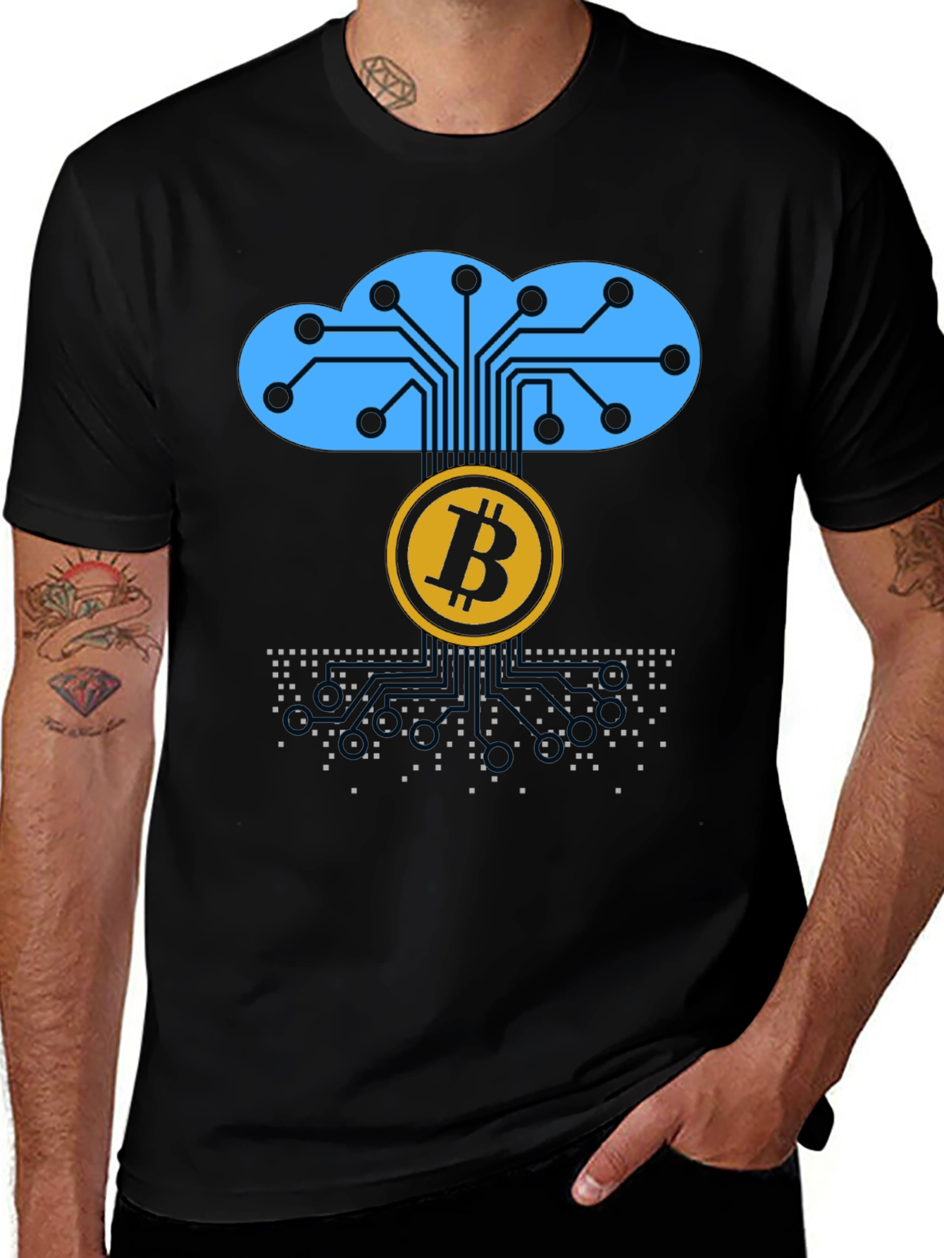 Bitcoin Cloud Tech Black T-Shirt