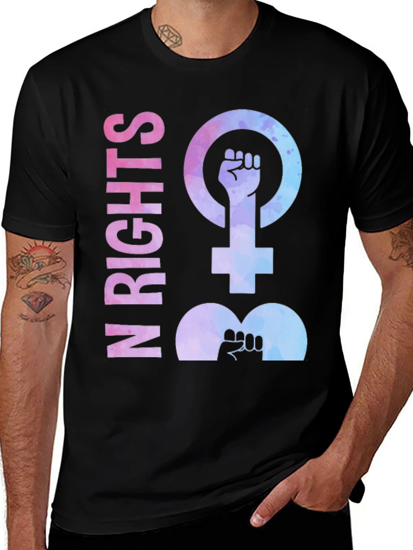 Feminist Rights Black Cotton T-Shirt