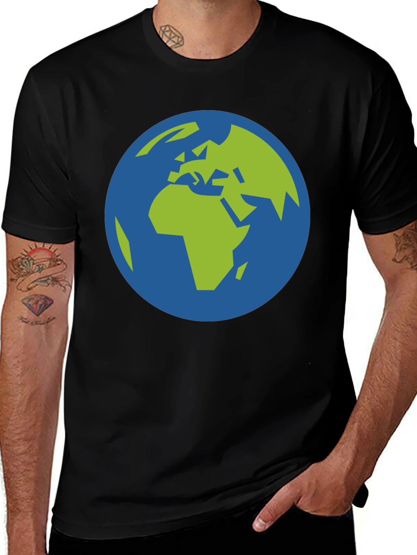 Variant 2 of Earth Graphic Tee - Black Cotton Blend