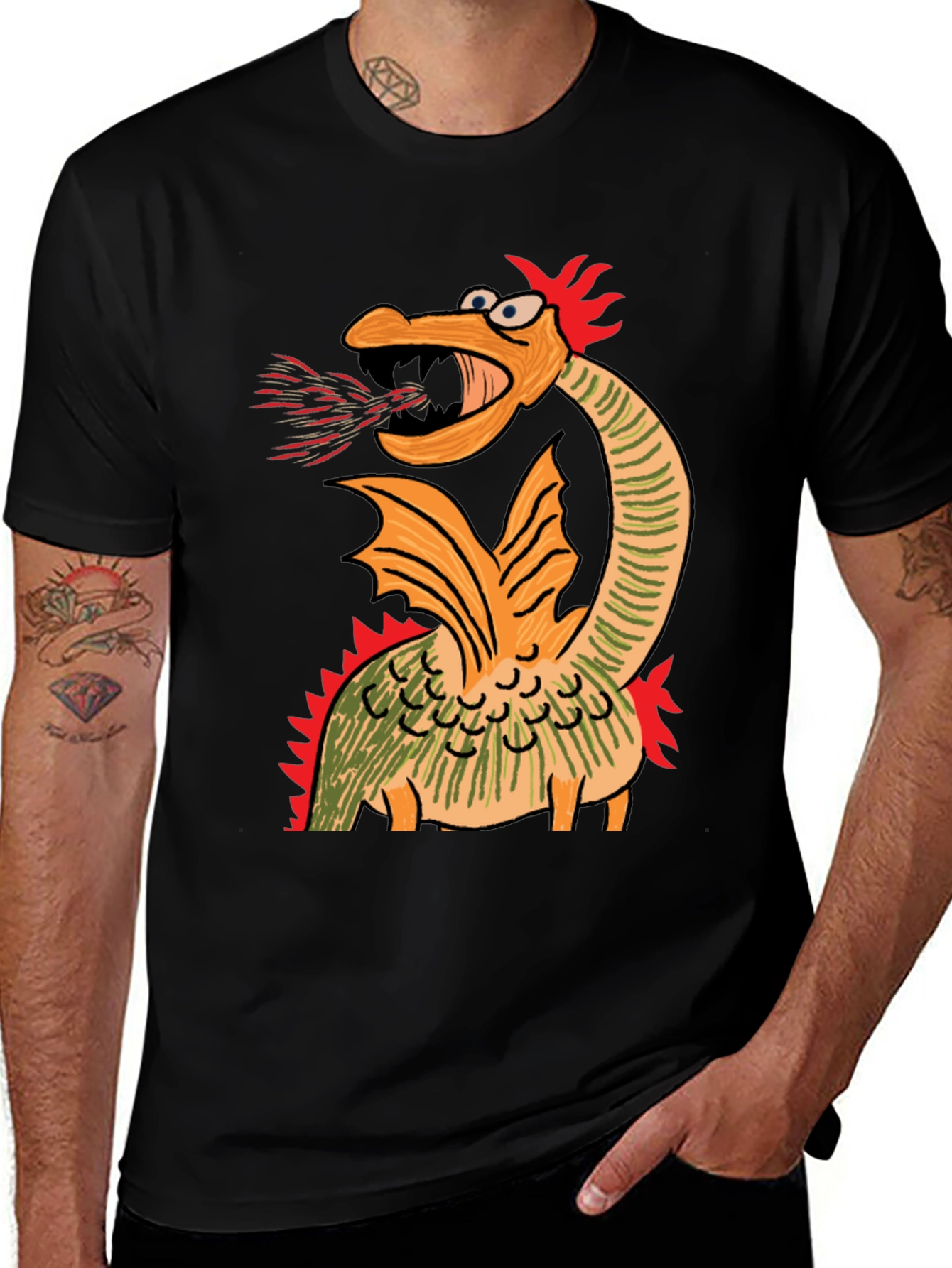 Cartoon Dragon Graphic Tee - Quirky Design
